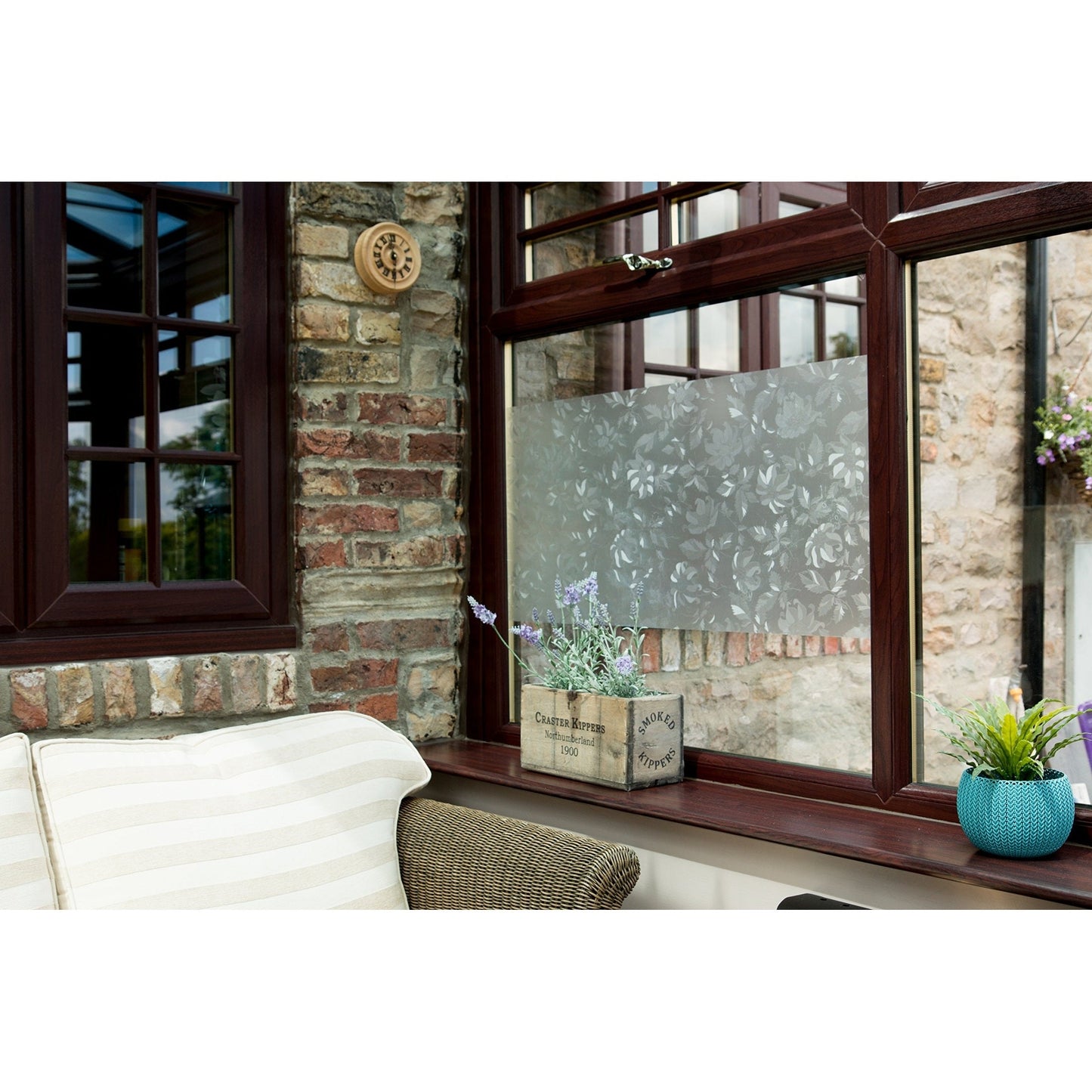 d-c-fix 346-0464 Self-Adhesive Privacy Glass Window Film, Perennial/Damast, 17" x 78" Roll - Medaid International