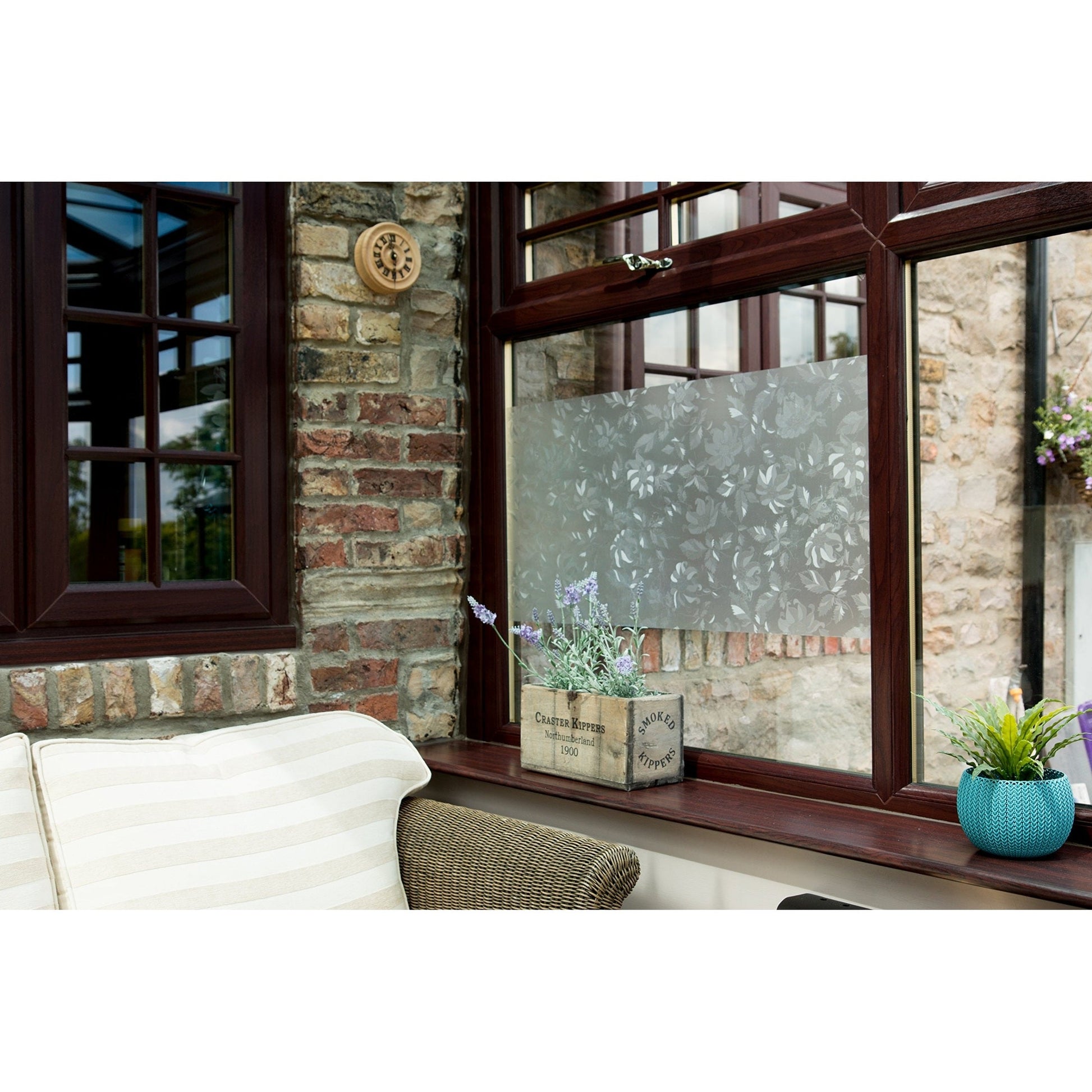 d-c-fix 346-0464 Self-Adhesive Privacy Glass Window Film, Perennial/Damast, 17" x 78" Roll - Medaid International