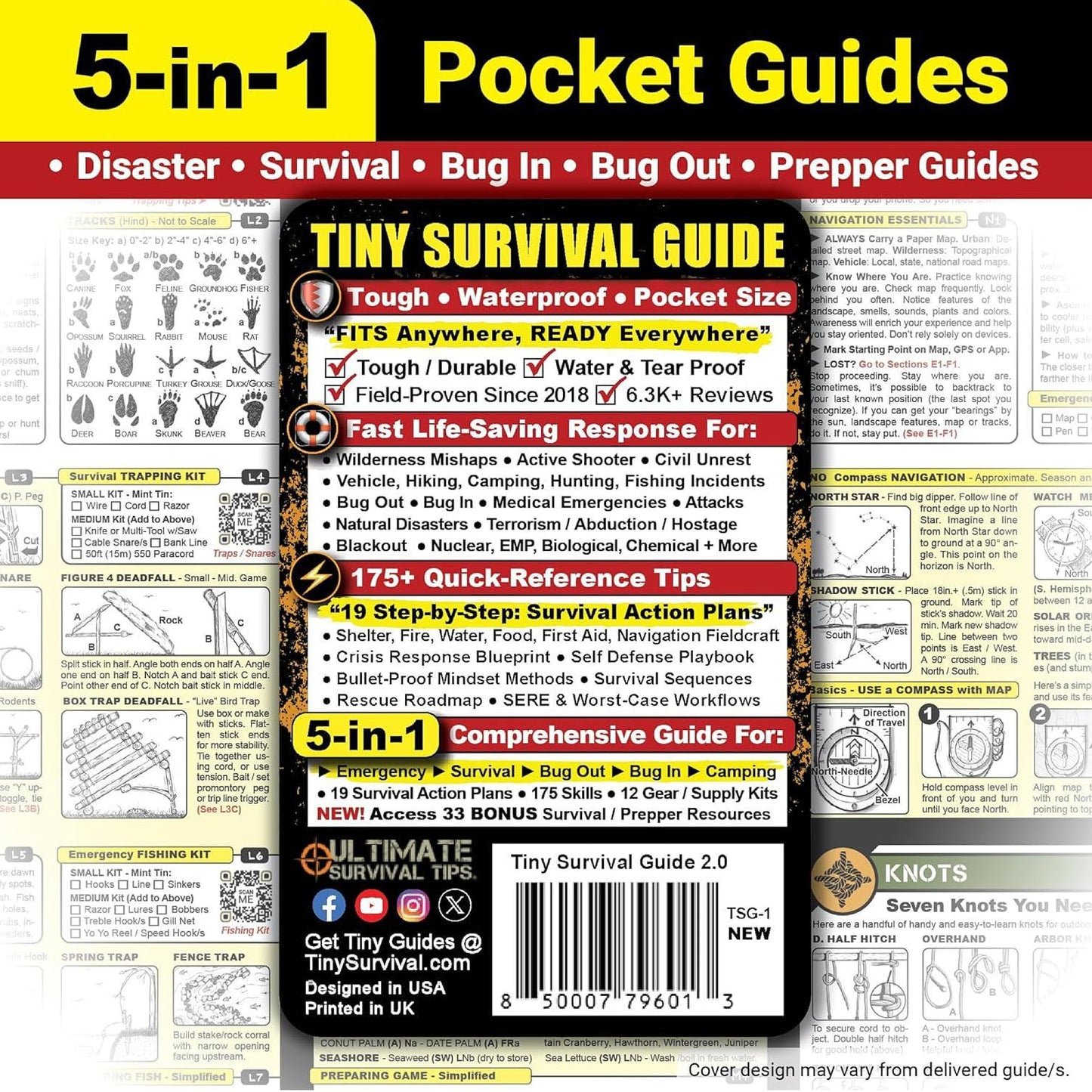 Tiny Survival Guide: A Life Insurance Policy in Your Pocket - The Ultimate “Survive Anything” Everyday Carry: Emergency, Disaster Preparedness Micro-Guide, 5-Pack