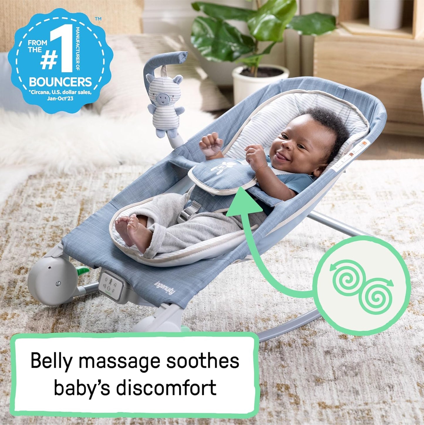 Kids2 - Ingenuity Happy Belly Rocker - Chambray