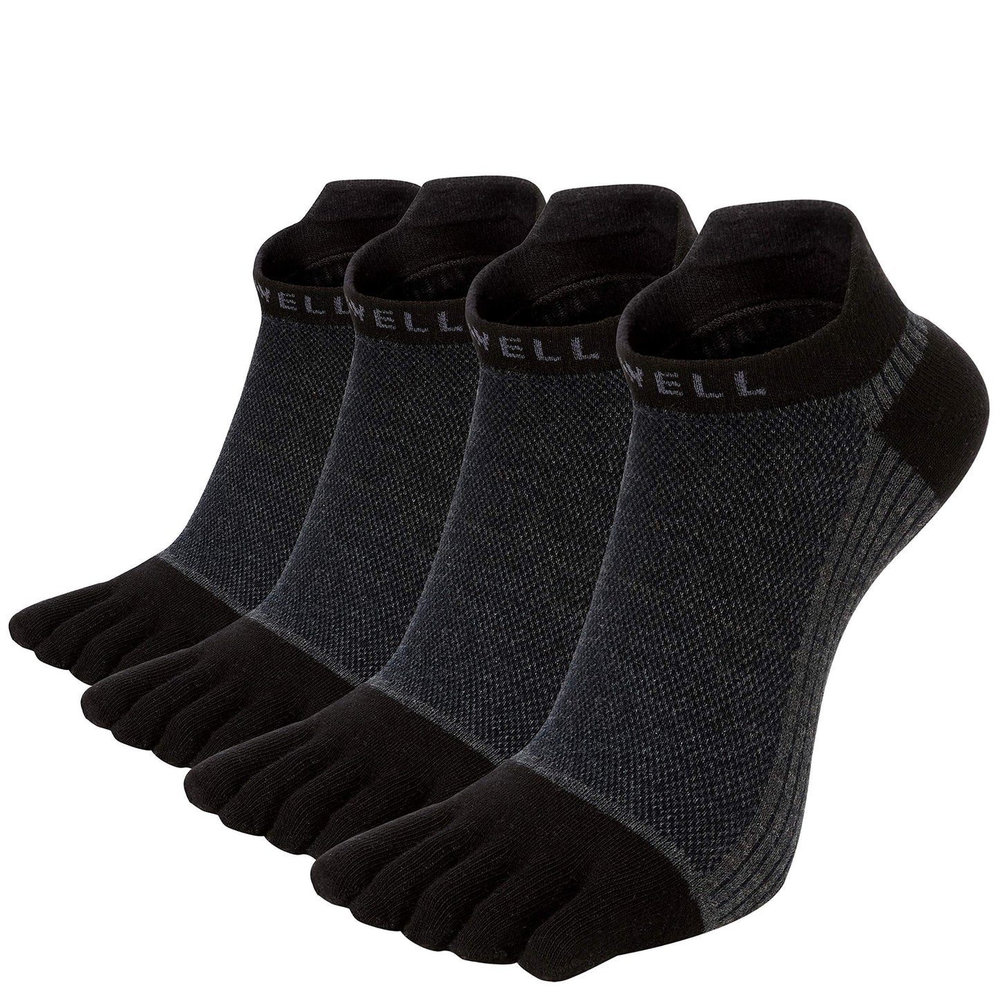 VWELL Cotton Toe Socks Five Finger Socks No Show Crew Athletic Running Socks 4 Pairs,Size 7-11 - Medaid International