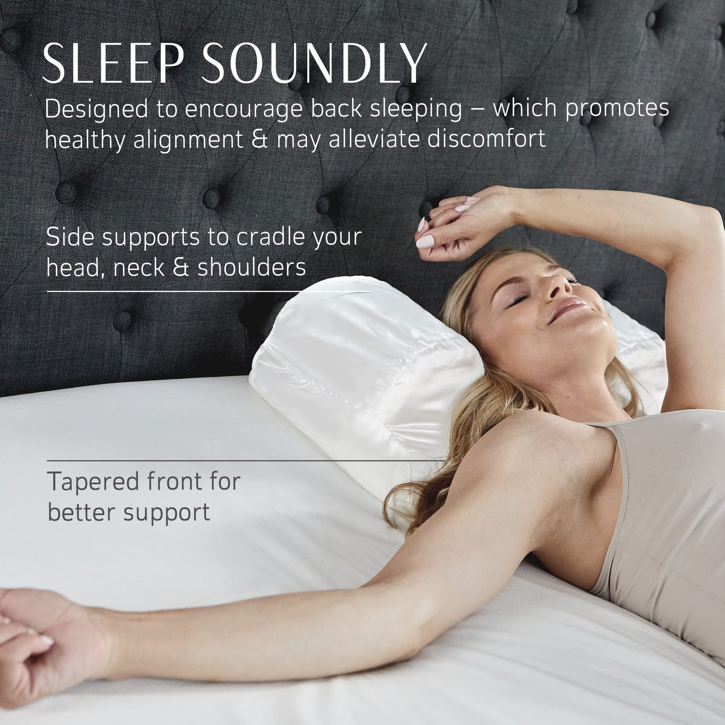 Your Face Pillow-Back Sleeper Beauty Pillow, Cervical Neck Pillow Contour Memory Foam Pillow, Ergonomic Neck, Back & Shoulder Support. Back Sleeping Reduces Pressure on Skin - Standard with Satin Case - Medaid International