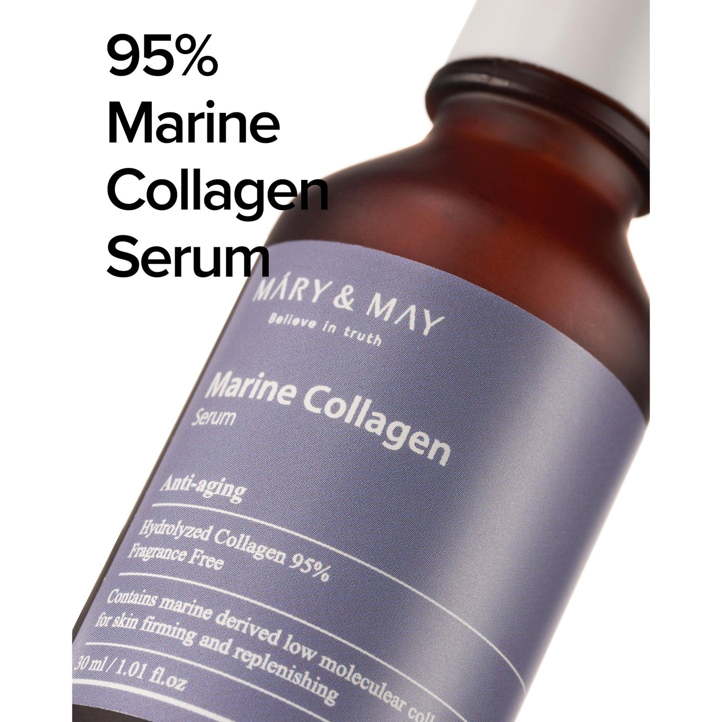 Mary&May Marine Collagen Serum - Hydrolyzed Low Molecular Collagen for Skin Firming and Replenishing, Hydrating - Korean Skincare, Fragrance Free, 1.01 fl.oz. - Medaid International