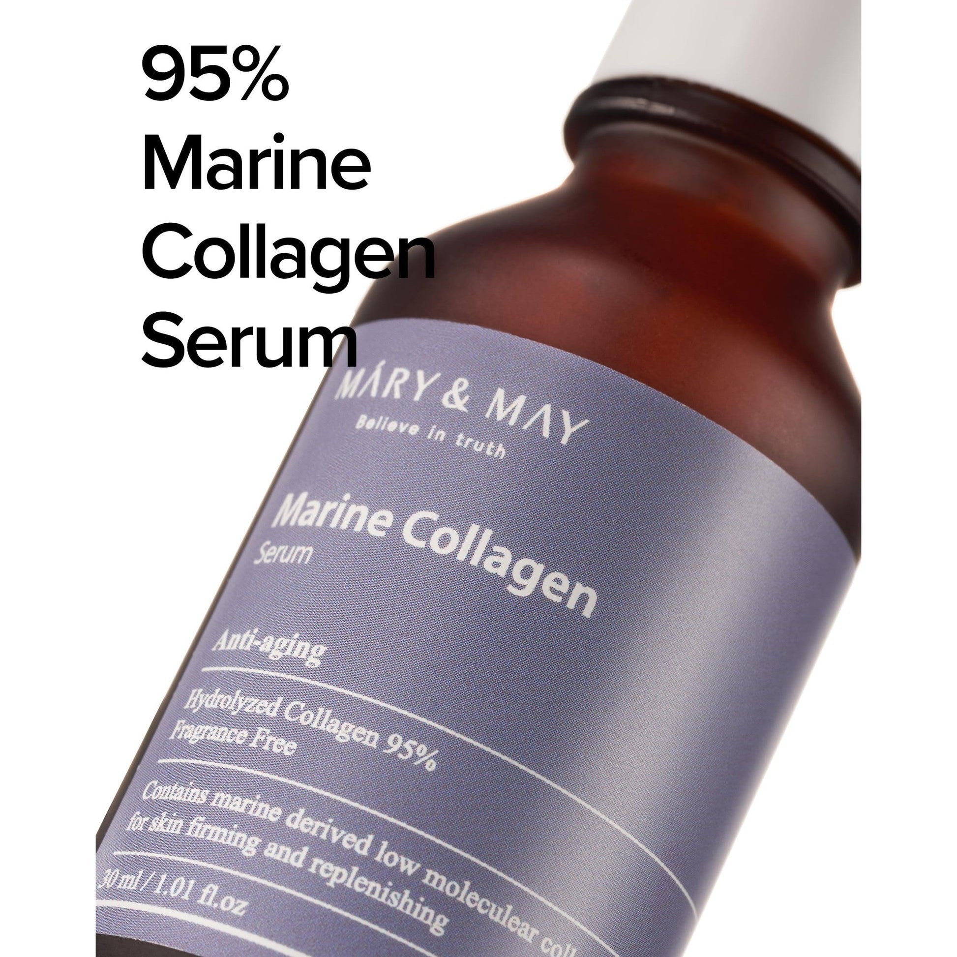 Mary&May Marine Collagen Serum - Hydrolyzed Low Molecular Collagen for Skin Firming and Replenishing, Hydrating - Korean Skincare, Fragrance Free, 1.01 fl.oz. - Medaid International
