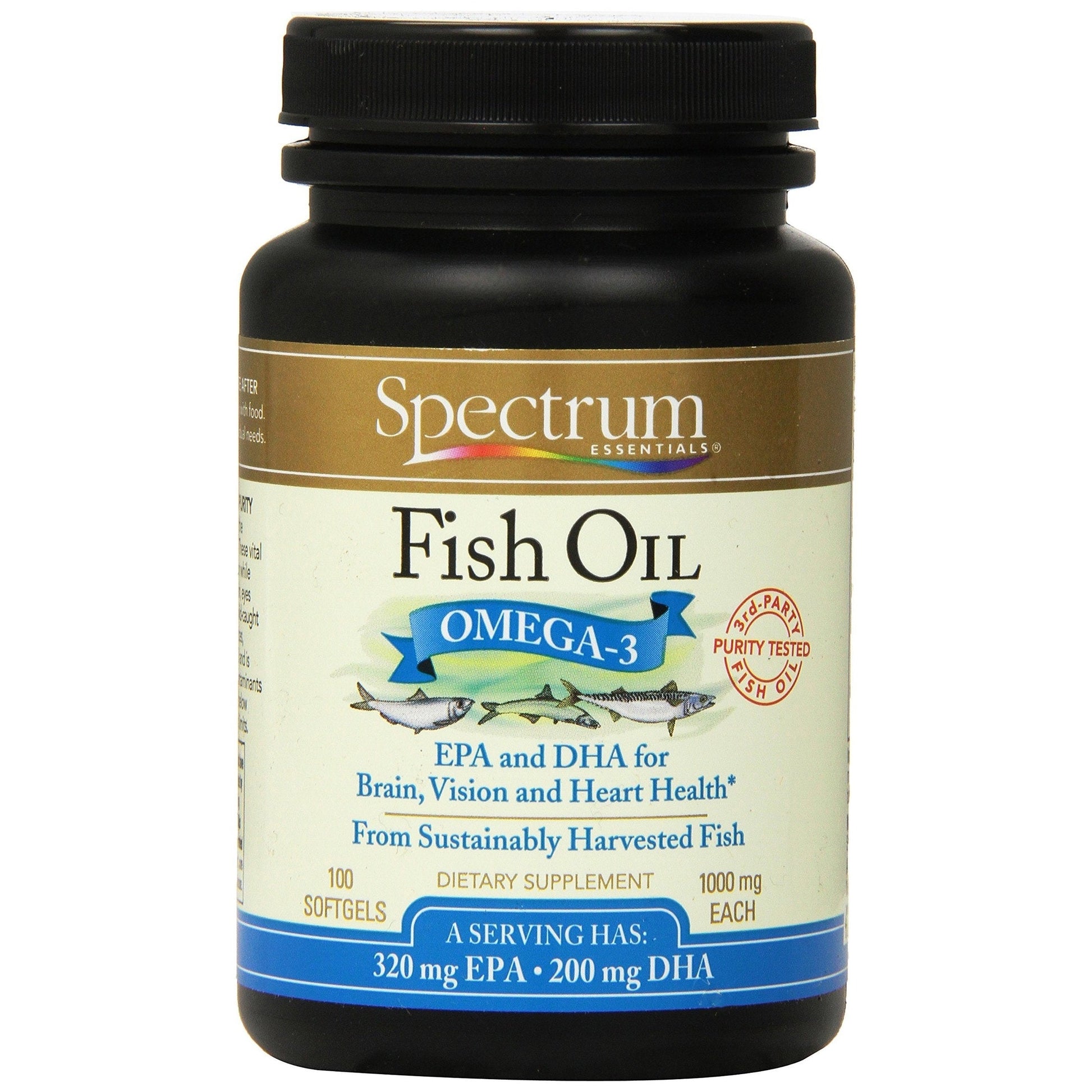 Spectrum Essentials Softgels, Fish Oil Omega-3, 1000 mg, 100 Count - Medaid International