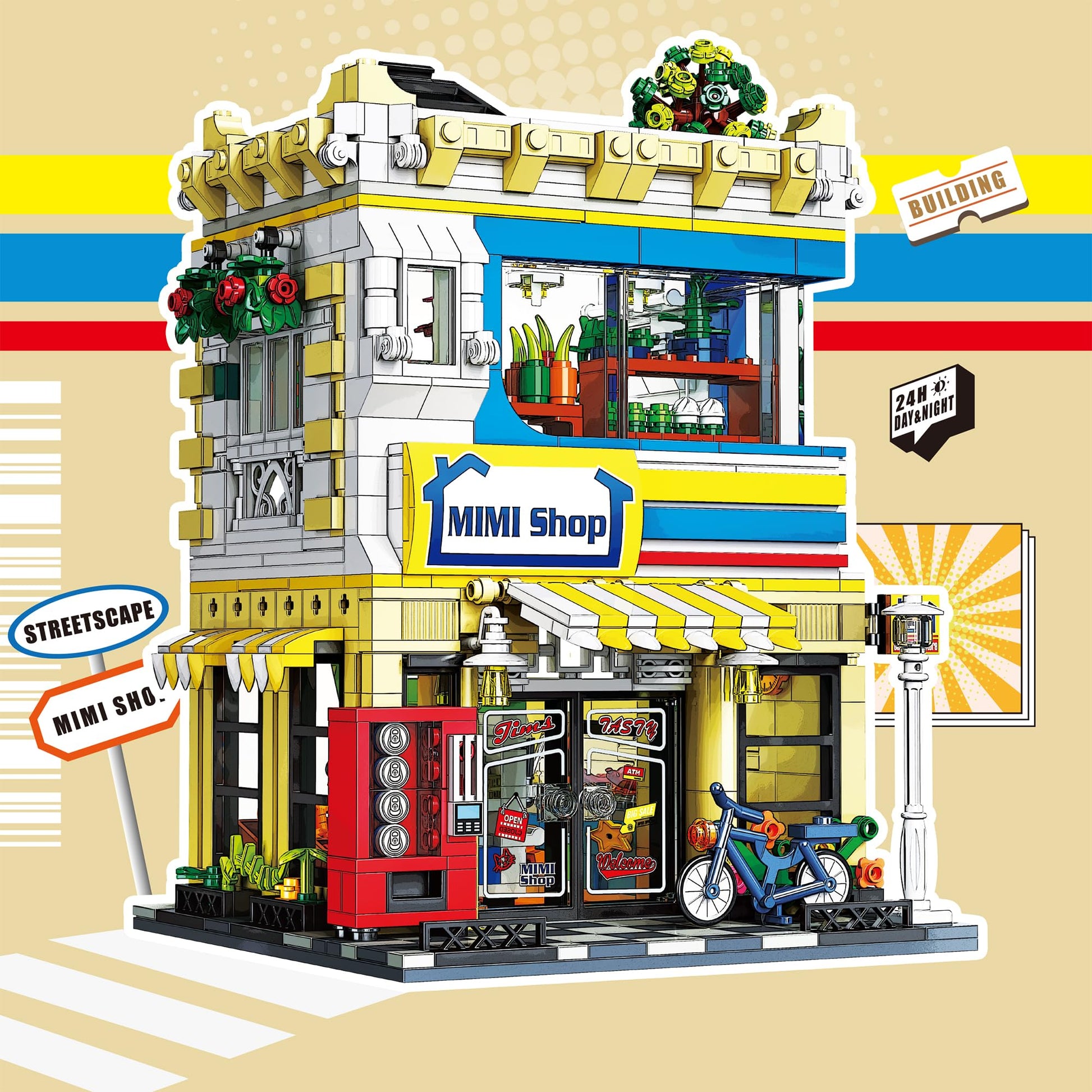 Yunsphere Mini Shop Lighting Building-Bricks Set, Street View Building Blocks with Lights, LED DIY Christmas Holiday House, Gifts for Boys, Girls and Adults(1389 Pcs) - Medaid International