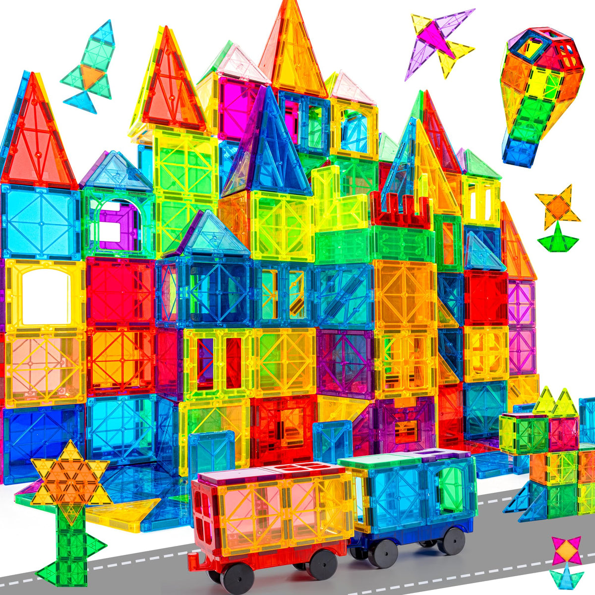 cossy 120Pcs Magnetic Tiles Magnetic 3D Building Blocks Set Educational Construction Toys for 3+ Year Kids with Educational Toys, Recreational, Conventional