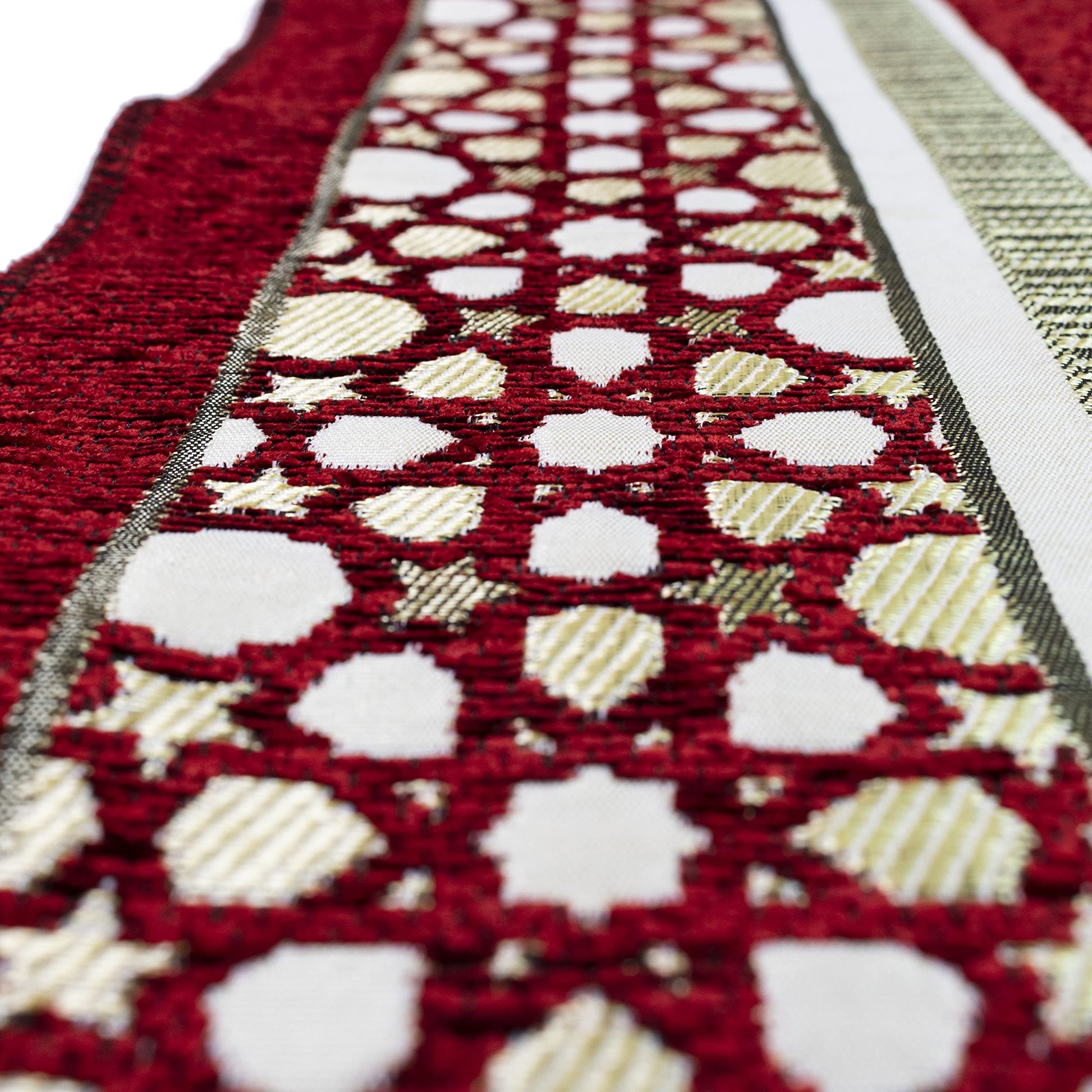 Modefa Turkish Islamic Prayer Mat - Thin Woven Chenille Sajjadah - Intricate Praying Rug Ramadan Eid Gift - Traditional Muslim Janamaz Sajada for Men Women - Geometric Selcuk Star (Red) - Medaid International