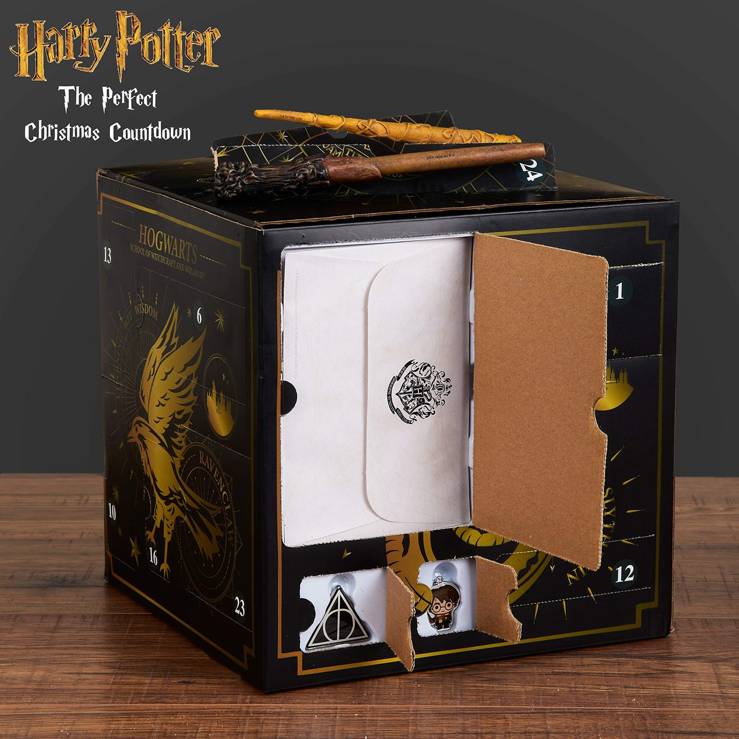 Harry Potter Advent Calendar 2025 Girls Teens Women 24 Day Christmas Countdown with Stationery Socks Accessories Magical Calendar Gifts for Girls (Black Cube) - Medaid International