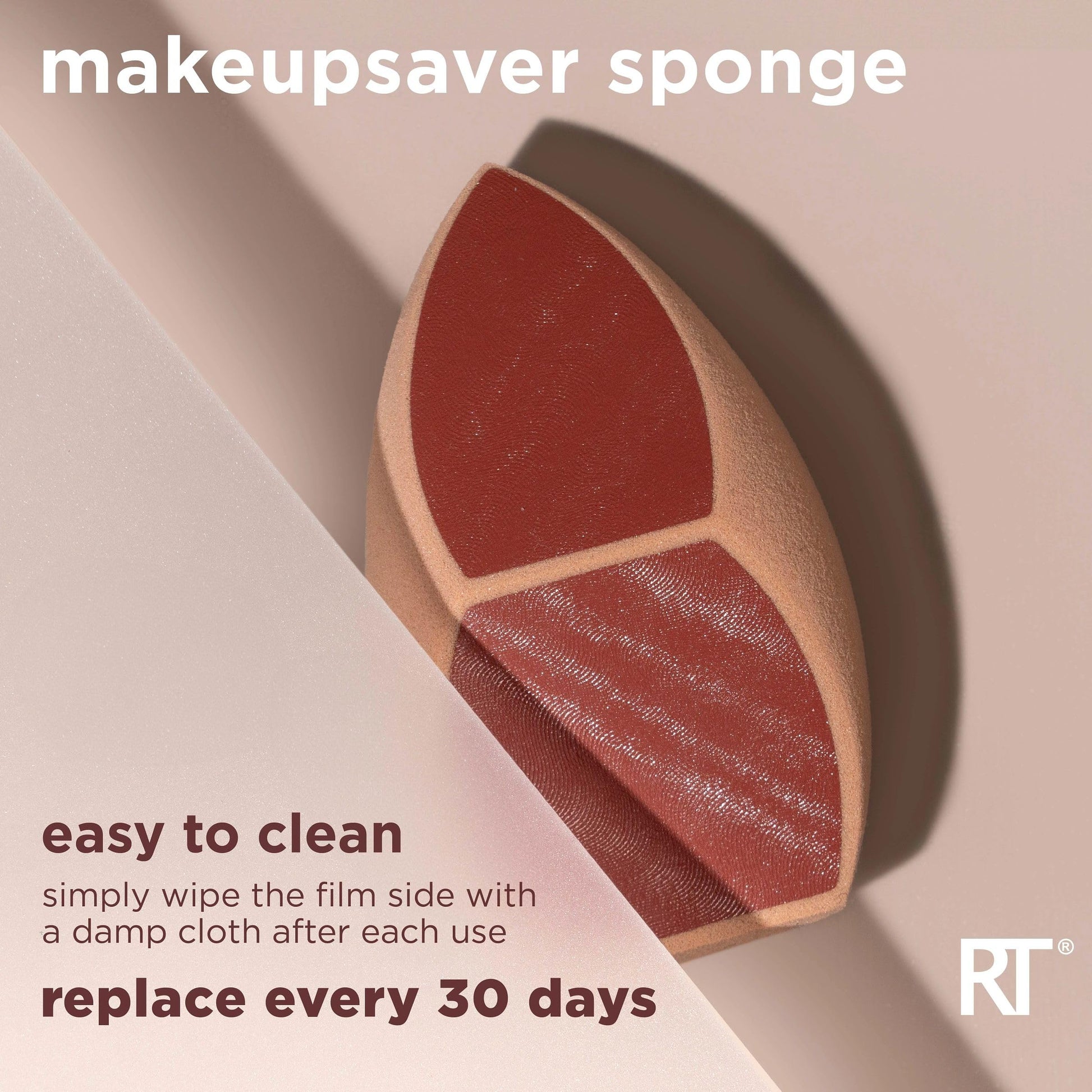 Real Techniques Makeupsaver Sponge, Makeup Blender Sponge For Liquid & Cream Formulations, Natural Finish & Reduces Makeup Waste, Targeted Application, Cruelty & Latex-Free, 1 Count - Medaid International