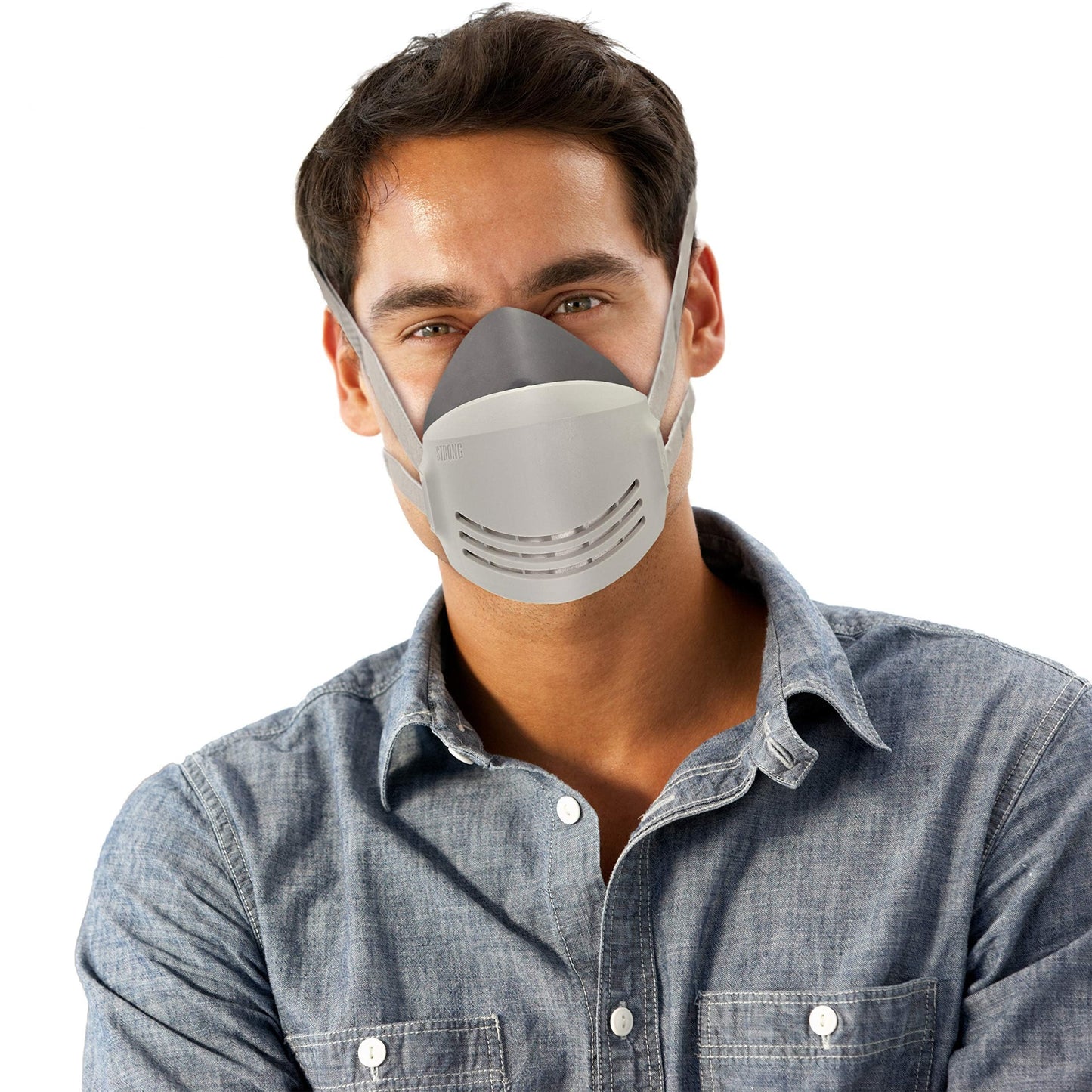 One Piece Reusable Breathing Mask with 7 Filters - Half Face Mask for Breathing Protection in Woodworking, Welding, Polishing, Drawing and Work Protection - Features a convenient quick-removable mask and dual filtration system