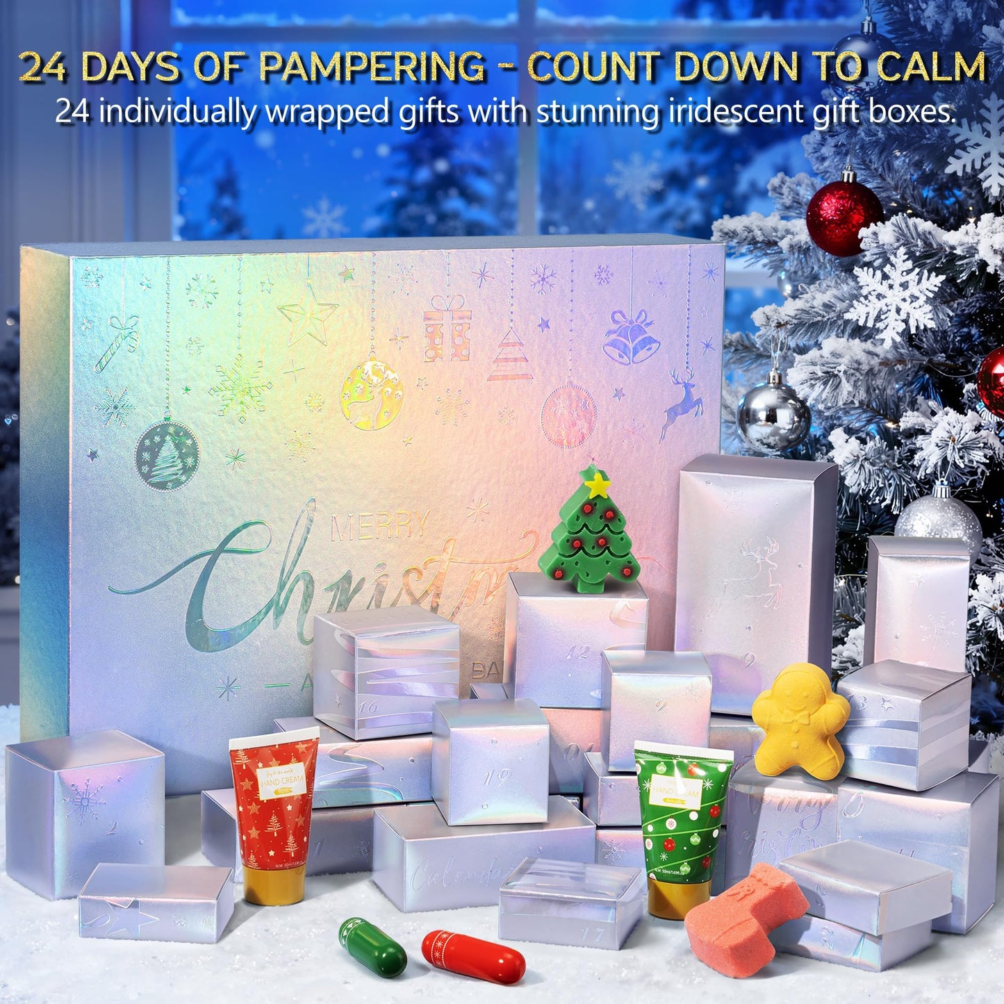 Qinline Advent Calendar 2025 Adult Women - 24 Days Beauty Advent Christmas Countdown Calendar for Teen Girls Luxury Self Care Basket Bath Body Spa Gift Set for Women Wife Mom Girlfriend Sister Grandma - Medaid International