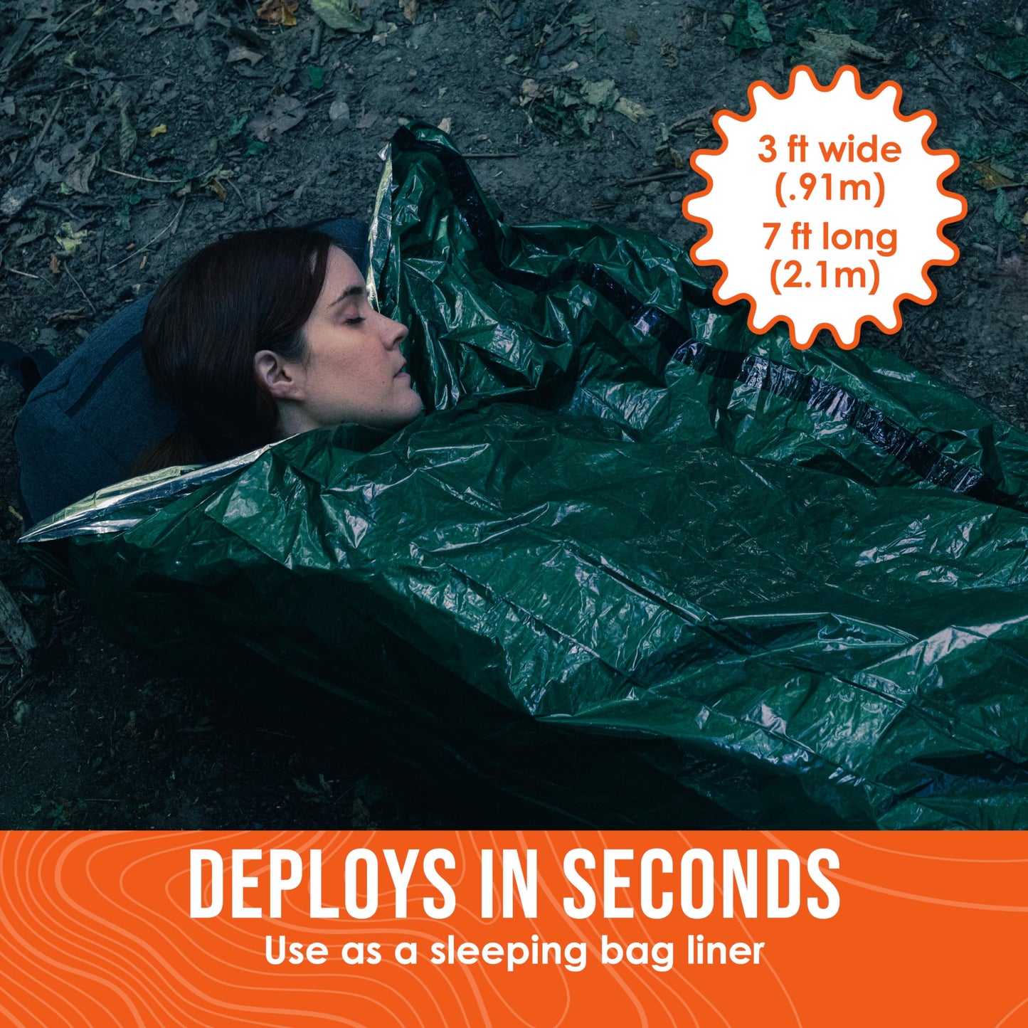 Go Time Gear Lightweight Bivy Sack - Emergency Bivy with 120 dB Whistle & Paracord - Thermal Emergency Blanket for Survival Kit - Compact for Camping & Backpacking Gear - Pack of 1, Orange