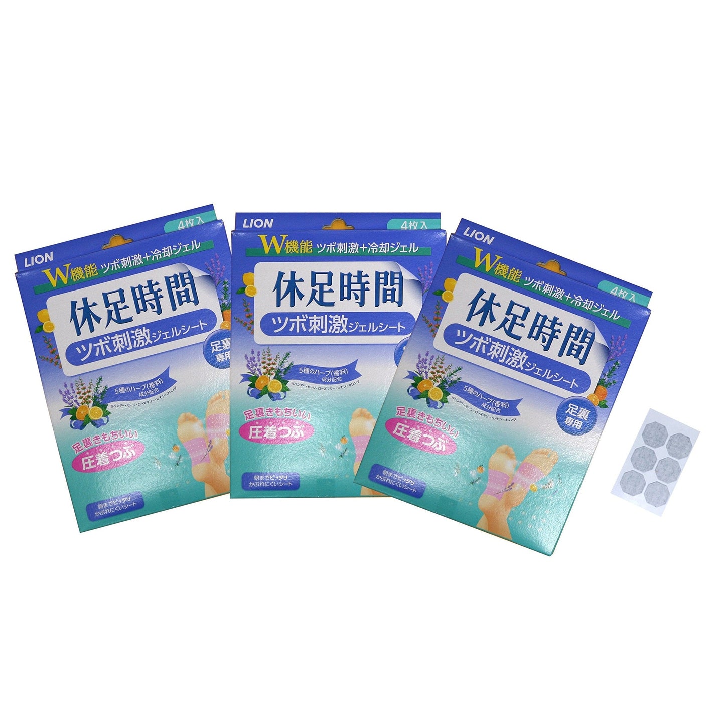 LION Acupressure stimulus Foot Patch Relieve Tired Resting Time Neat Foot (3Set) - Medaid International