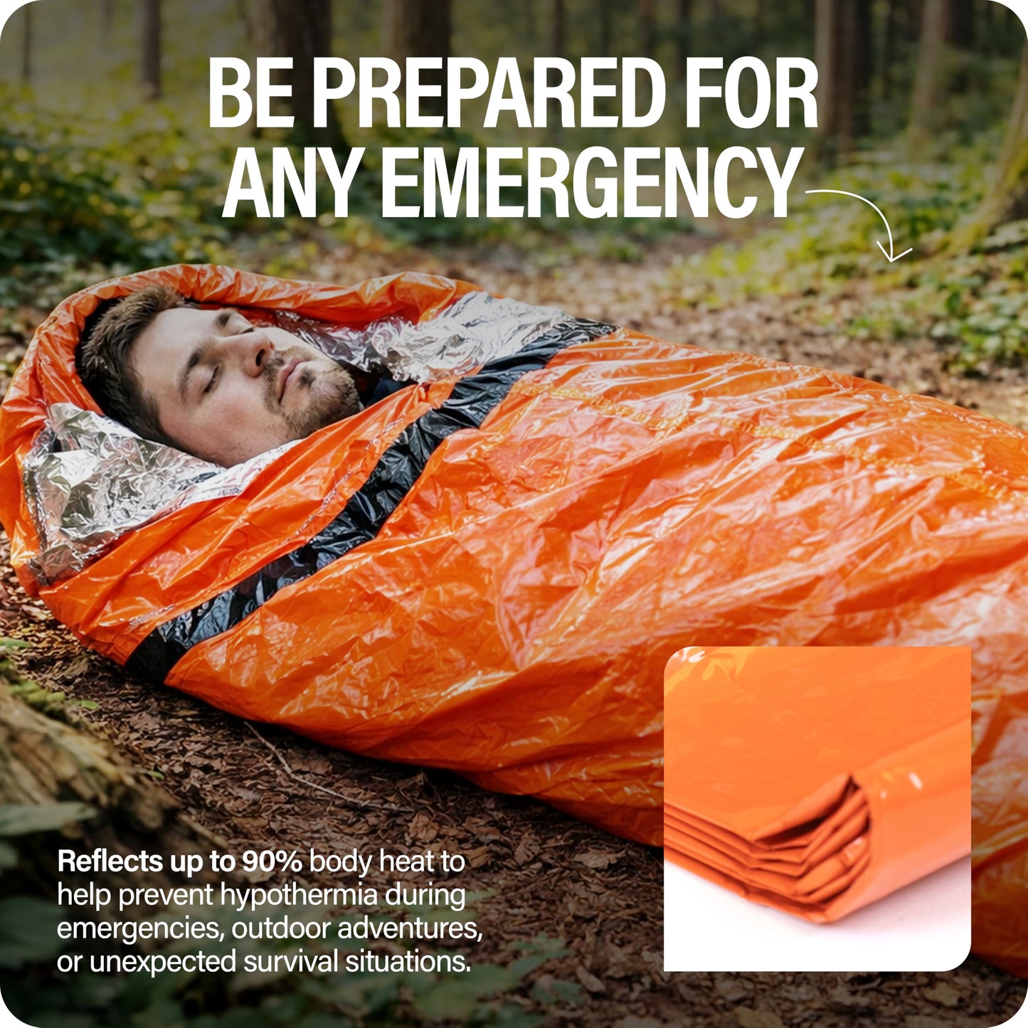Primacare CB-3684-2 Pack of 2 Emergency Sleeping Bags for Survival, Mylar Blanket/Tent Used for Emergency, Camping, Hiking, Hunting, Outdoors, Perfect for Medical First Aid Supply Kits, Adult, Orange