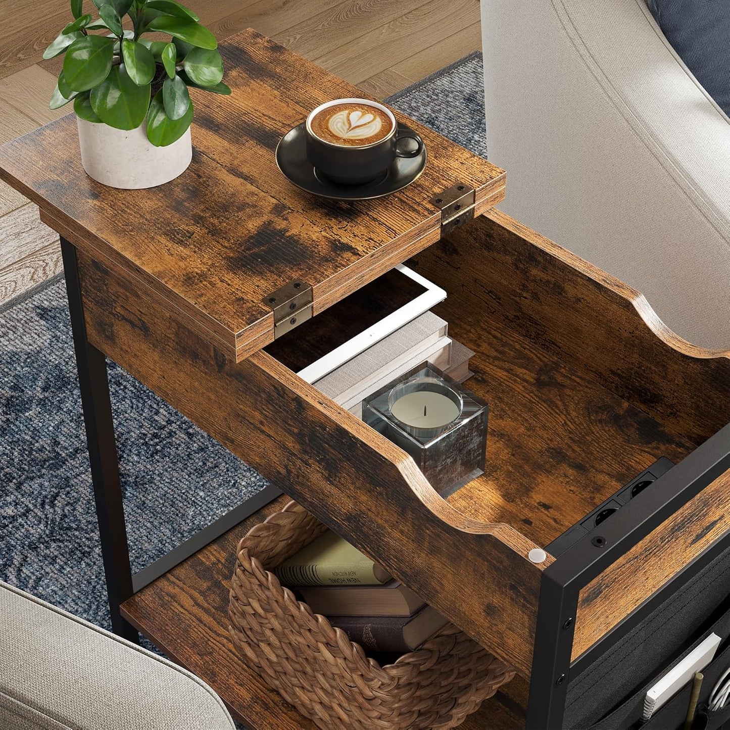 VASAGLE Side Table, Folding Table