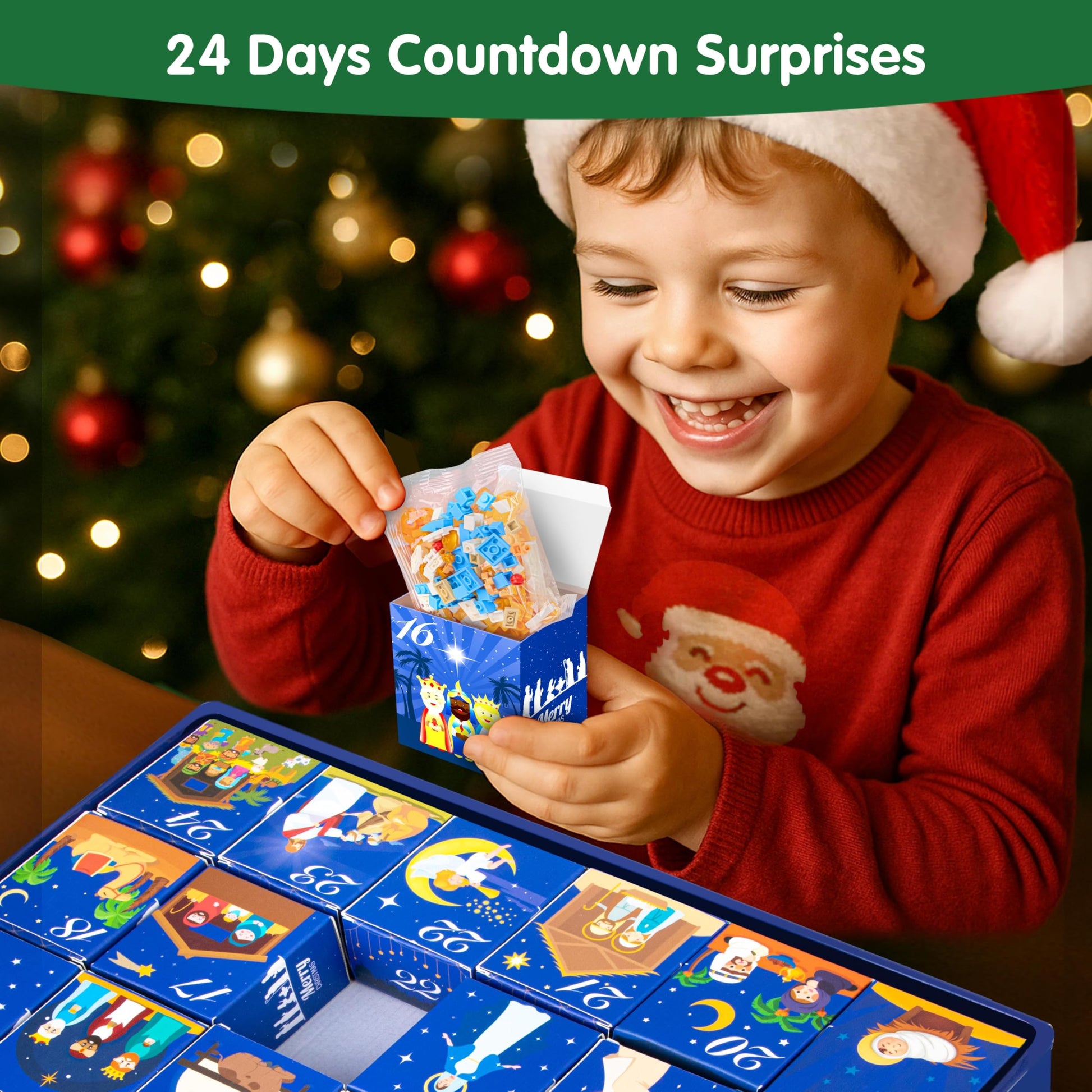 Nativity Advent Calendar 2025 Kids – 24 Days Building Blocks Kits Christmas Gifts Countdown Calendar Set, Stocking Stuffer Building Toys for Boys, Girls, Teens & Adults Ages 6+ - Medaid International
