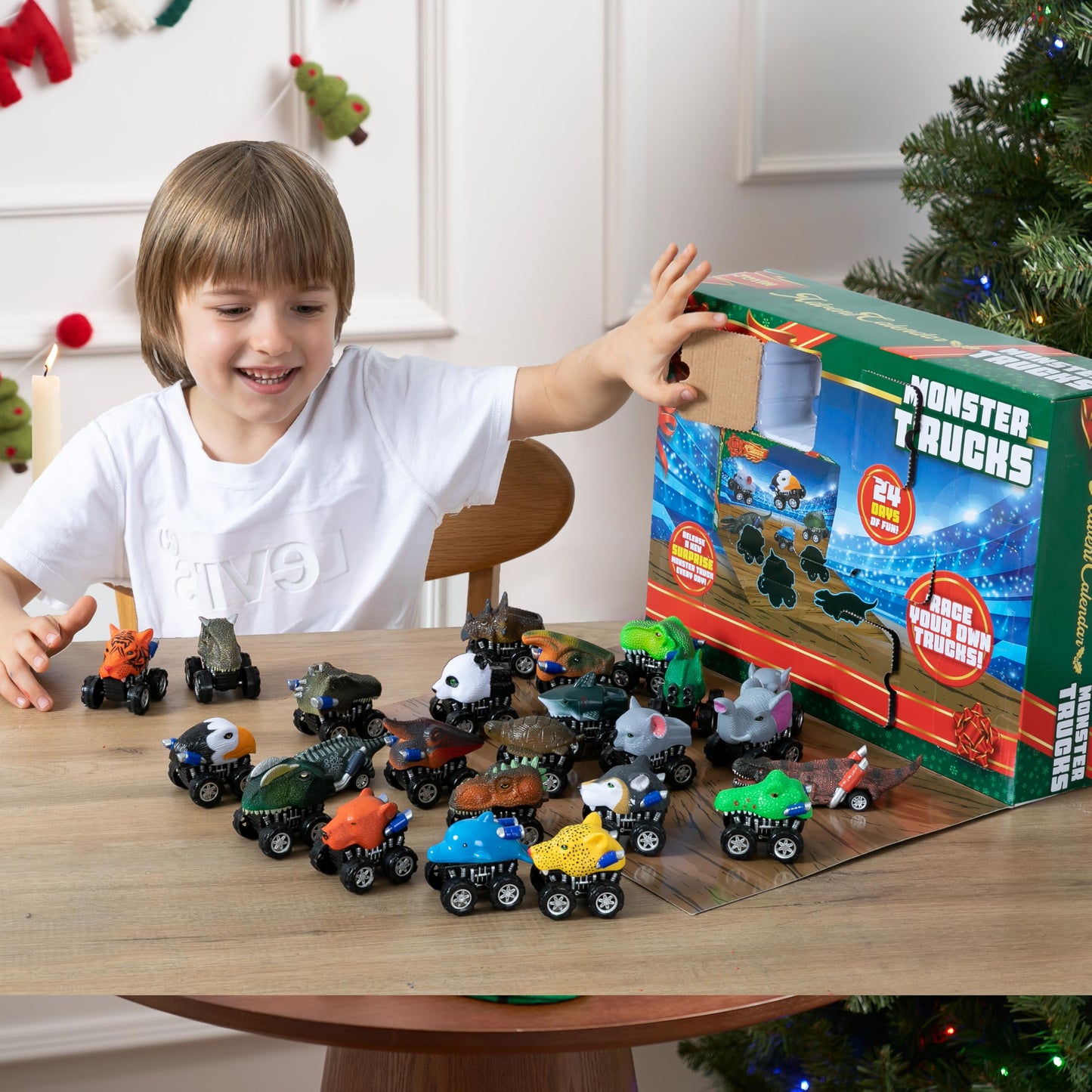 JOYIN 2025 Christmas Advent Calendar, 24 Days Countdown Calendar Toys with Monster Truck Toys, Christmas Party Favor Gifts, Xmas Countdown, Xmas Gift Classroom Prizes - Medaid International