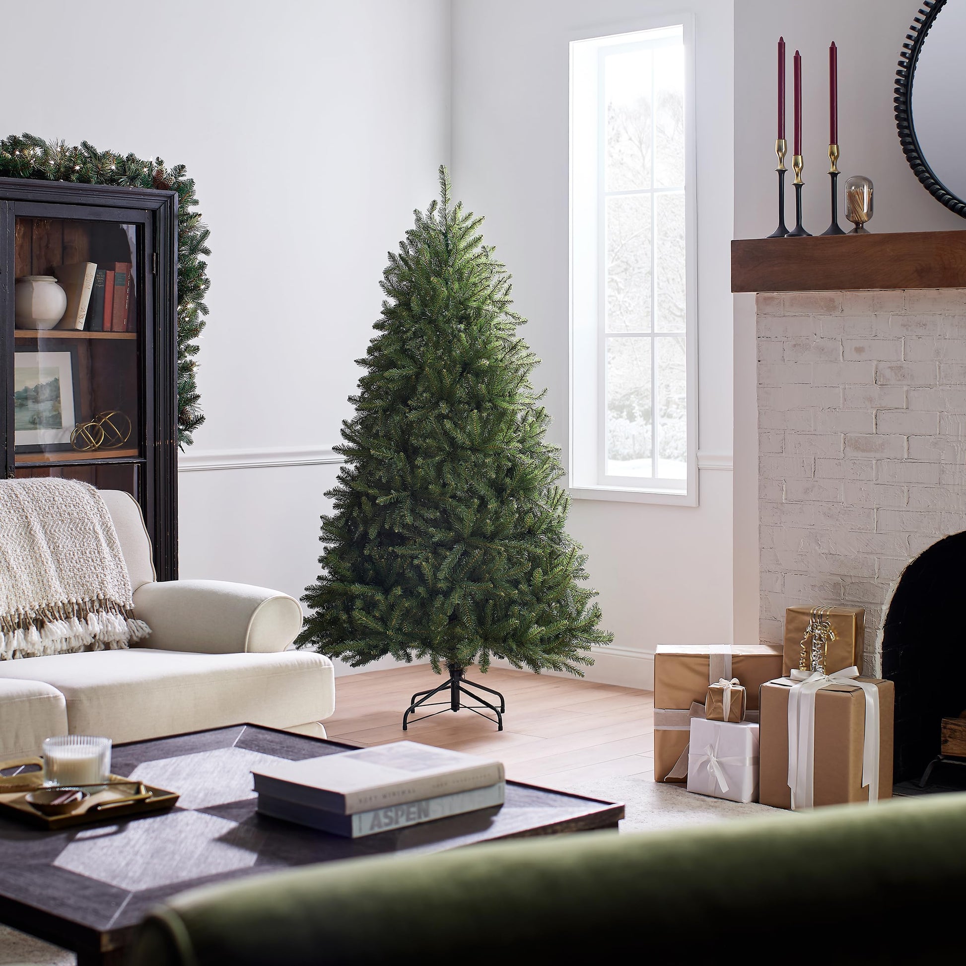 National Tree Company 6 ft Unlit Dunhill Fir Artificial Full Christmas Tree, 1,430 Tips, Includes Stand, Green - Medaid International