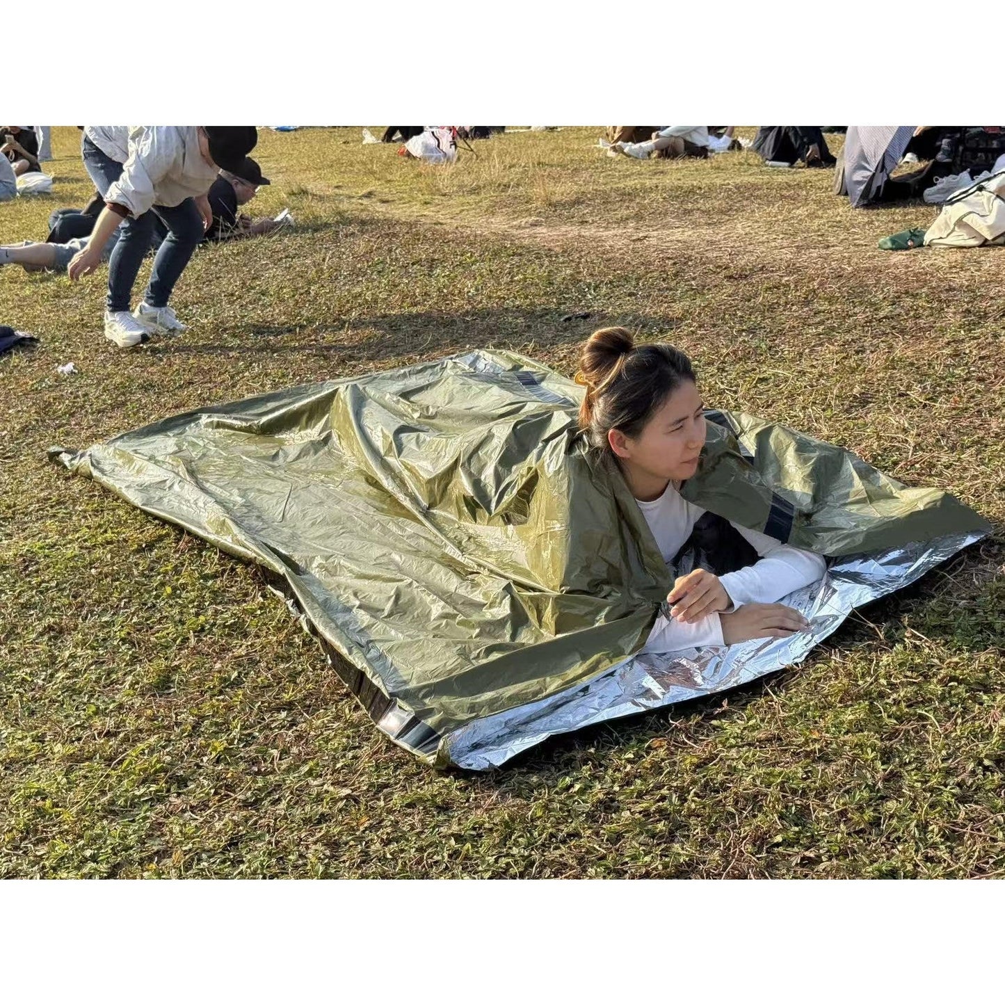 Emergency Survival Tent Kit - 2-Person Mylar Thermal Shelter, Waterproof Windproof Reusable Tube Tent with Whistle Paracord & Tent Clip, Compact Lightweight for Camping, Hiking, Emergency Prep
