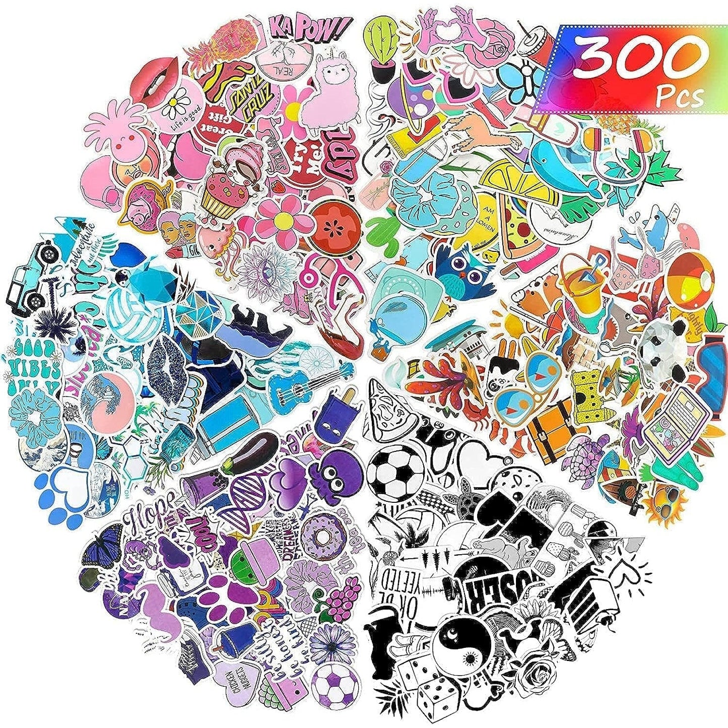 Mumoo Bear 300 Pieces Mixed Stickers for Water Bottles, Vinyl Waterproof Laptop Stickers Aesthetic Cute Colorful Stickers Laptop Luggage Skateboard Computer Stickers for Teens Girls Kids Boys - Medaid International