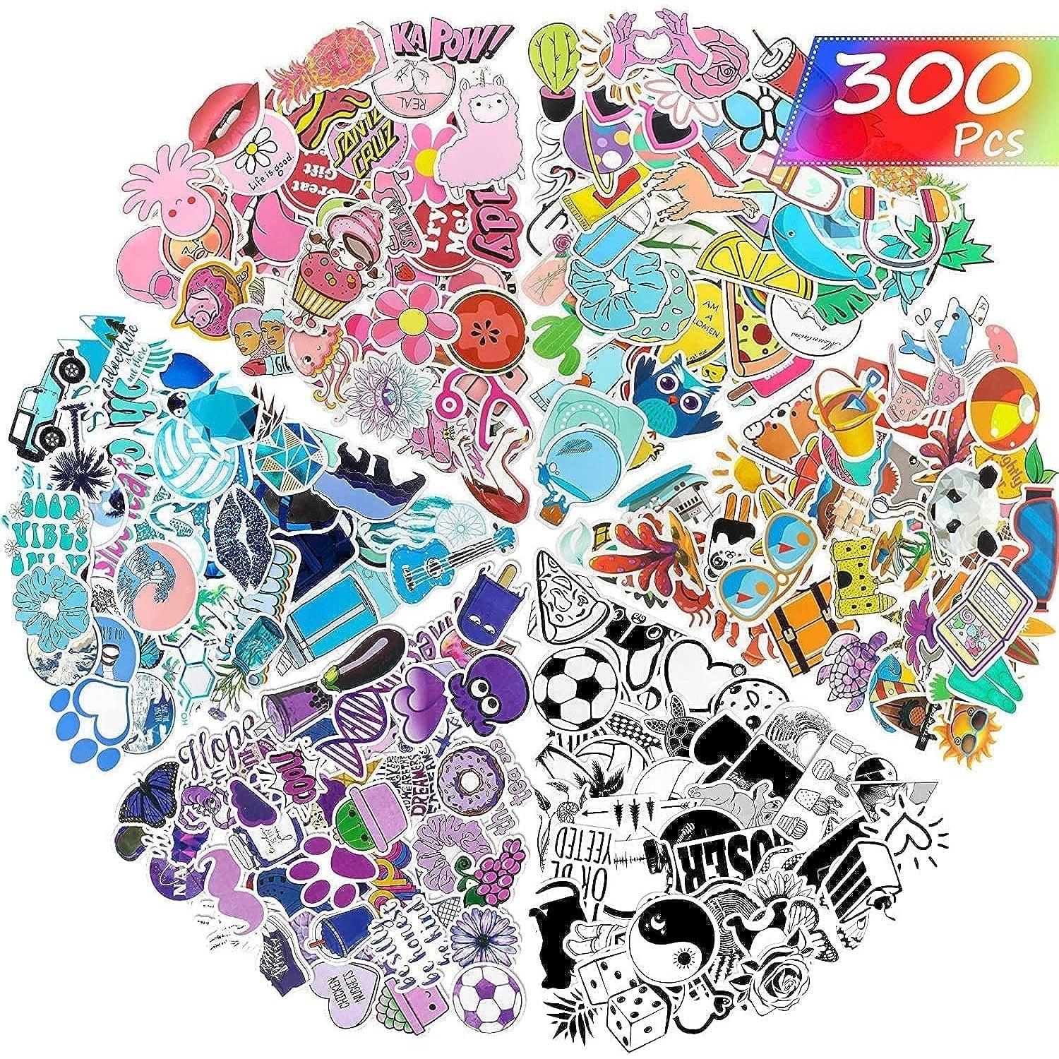 Mumoo Bear 300 Pieces Mixed Stickers for Water Bottles, Vinyl Waterproof Laptop Stickers Aesthetic Cute Colorful Stickers Laptop Luggage Skateboard Computer Stickers for Teens Girls Kids Boys - Medaid International