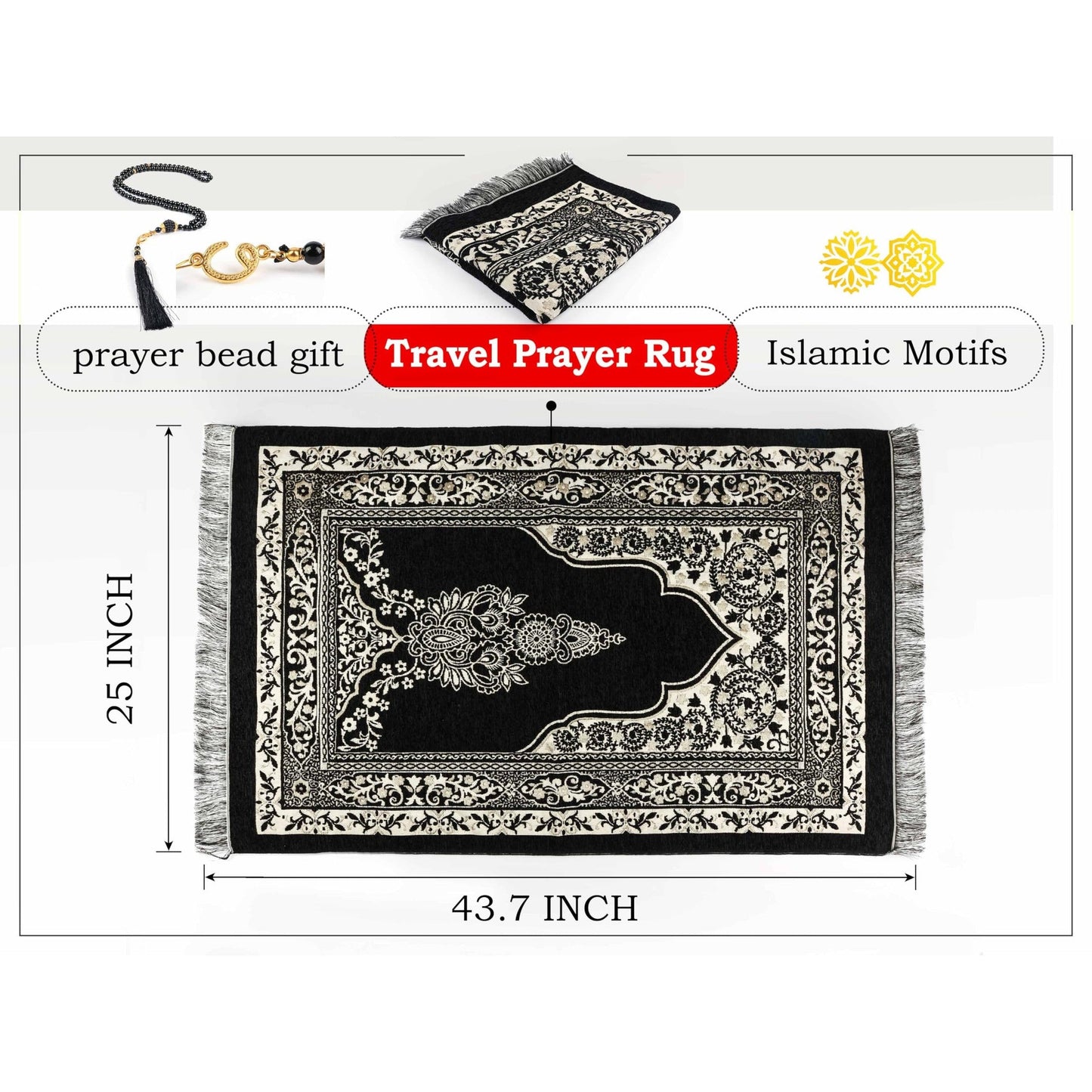 OLEEK Muslim Prayer Rug - Islamic Prayer mat - Prayer matt Islam - Islamic Gifts - Praying mats Muslim - Praying mat - Muslim Gifts - Prayer Rug Islam Men - Islamic Prayer Rugs - سجادة صلاة - Medaid International