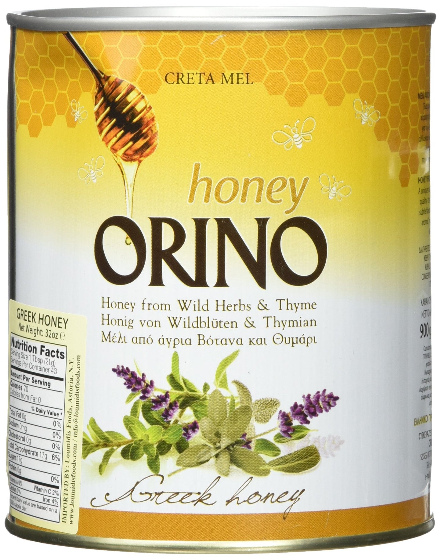 Honey with Thyme, Orino, 900g can - Medaid International