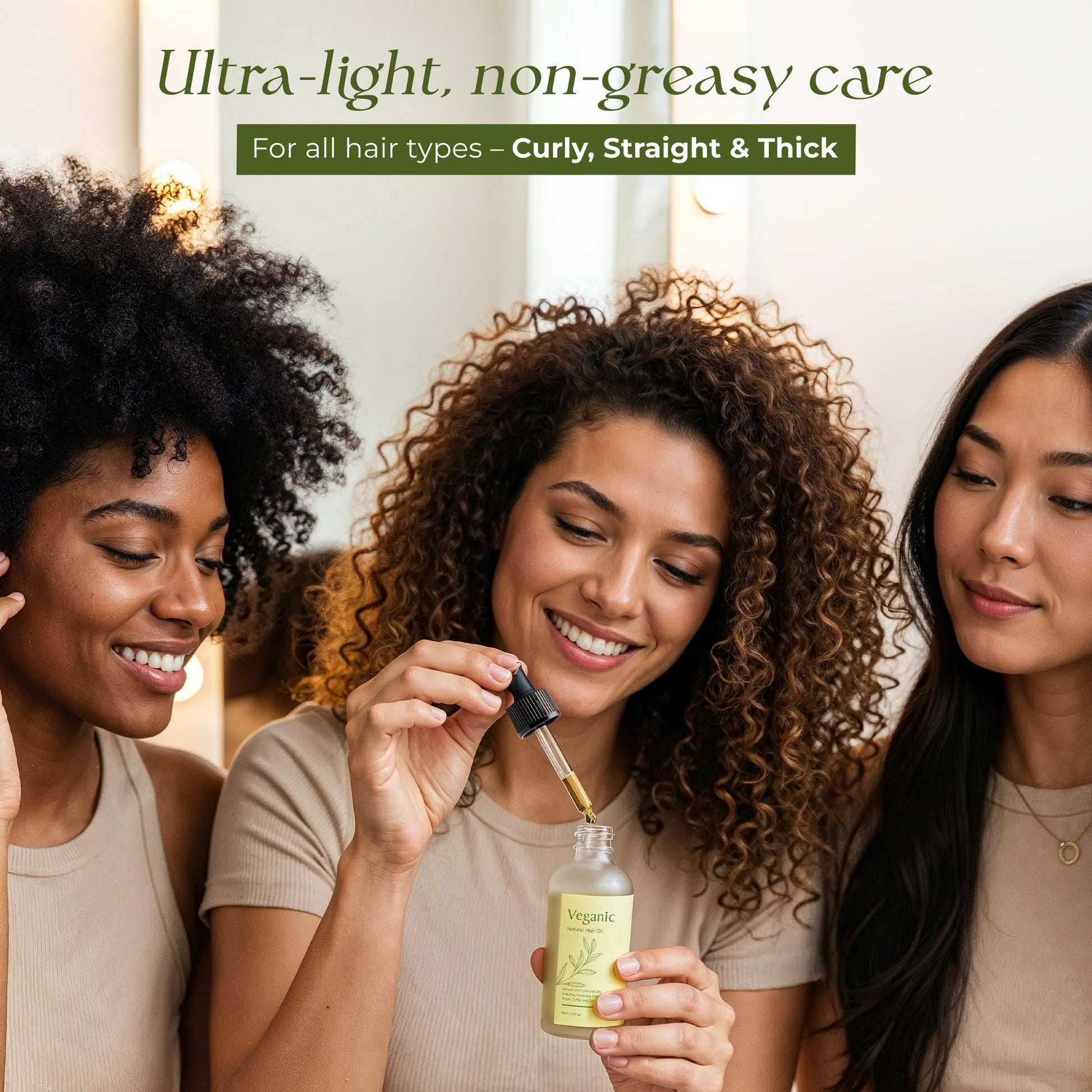 Veganic Natural Hair Growth Oil for Women infused with 10 Premium Botanic Oils plus Organic Rosemary Oil for Hair Growth | Salon-Grade Volumizing & Nourishment | Non-GMO Verified | 30-Day Supply - Medaid International