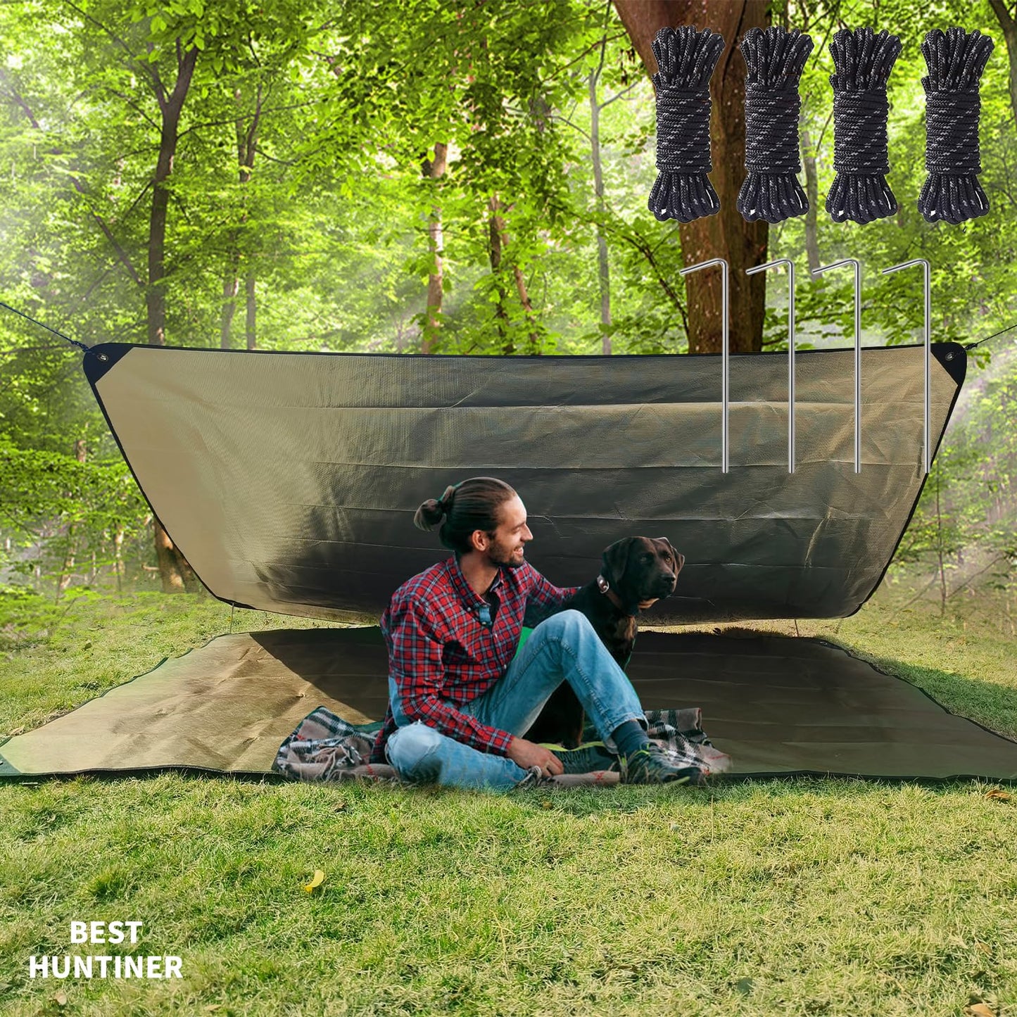 BESTHUNTINER Heavy Duty Survival Blanket -Multifunctional Reflective Tarp Thermal Blanket - 60" x 83" Waterproof Sandproof for Camping Hiking Outdoors Multifunctional Emergency Blanket