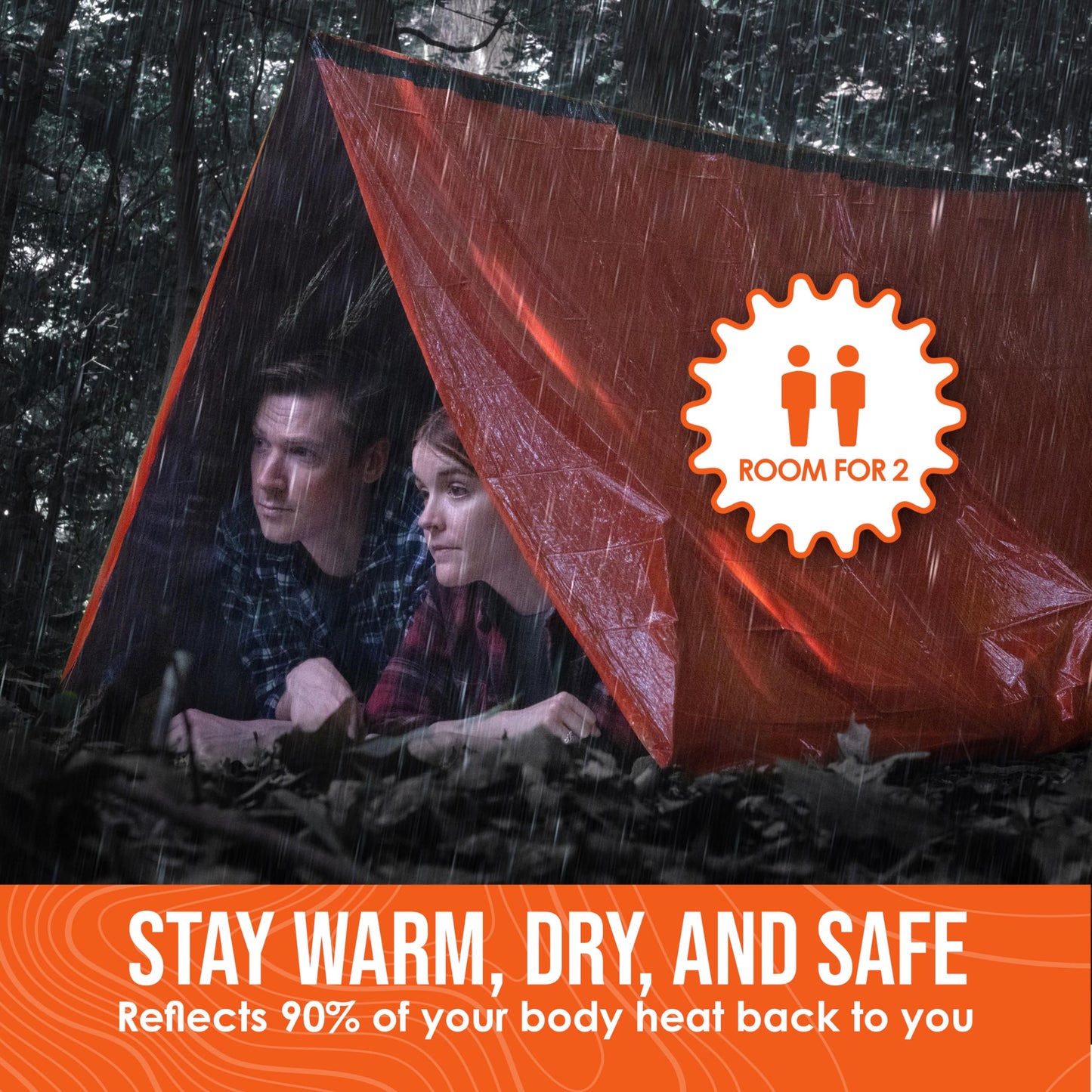 Go Time Gear Ultralight Survival Tent - Heat Retention Emergency Shelter - Thermal Blanket & Bivy Sack Design - Compact Portable Hiking Tent for Go Bag & Survival Kit - Pack of 2, Green