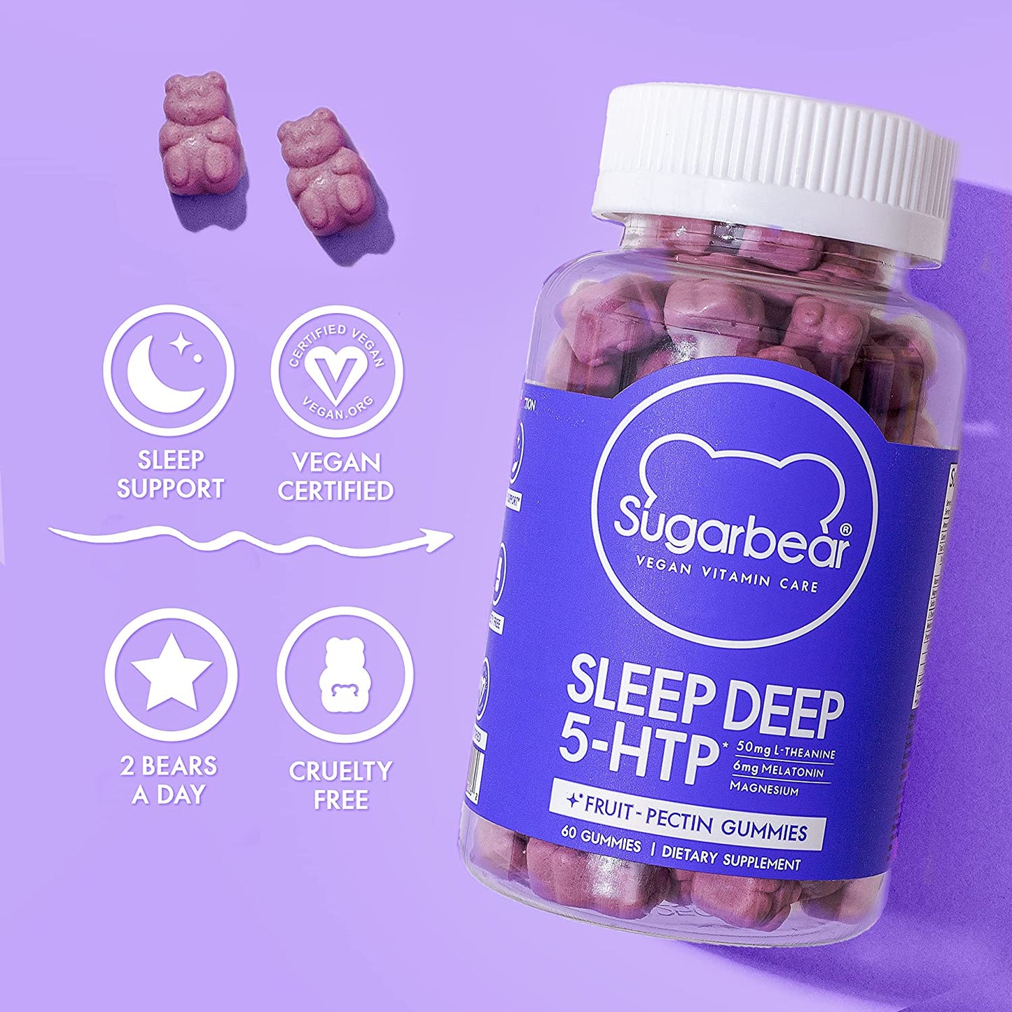 Sugarbear - Sleep Deep 5‑HTP Vitamin Gummies | 60 Gummies - Medaid International