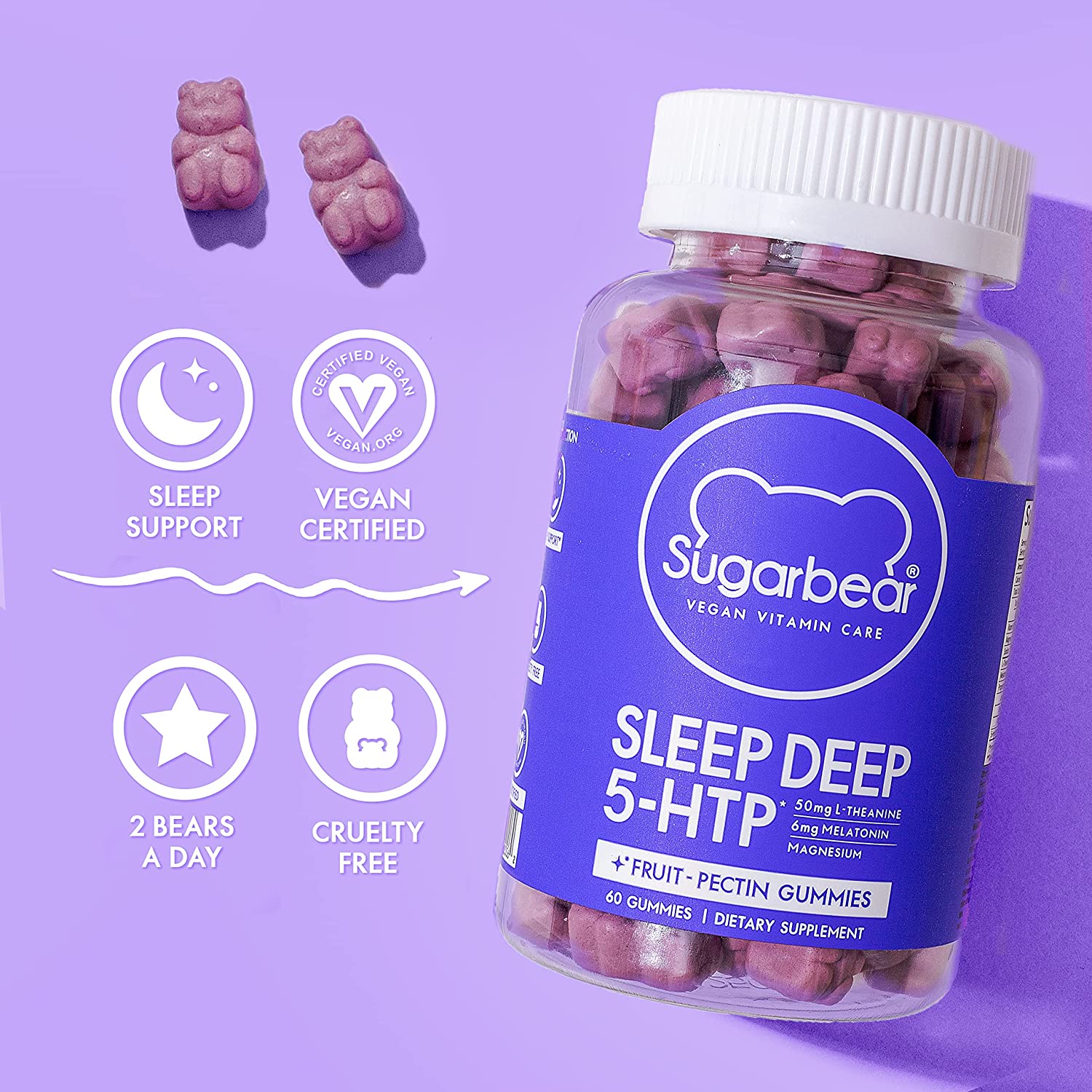 Sugarbear - Sleep Deep 5‑HTP Vitamin Gummies | 60 Gummies - Medaid International