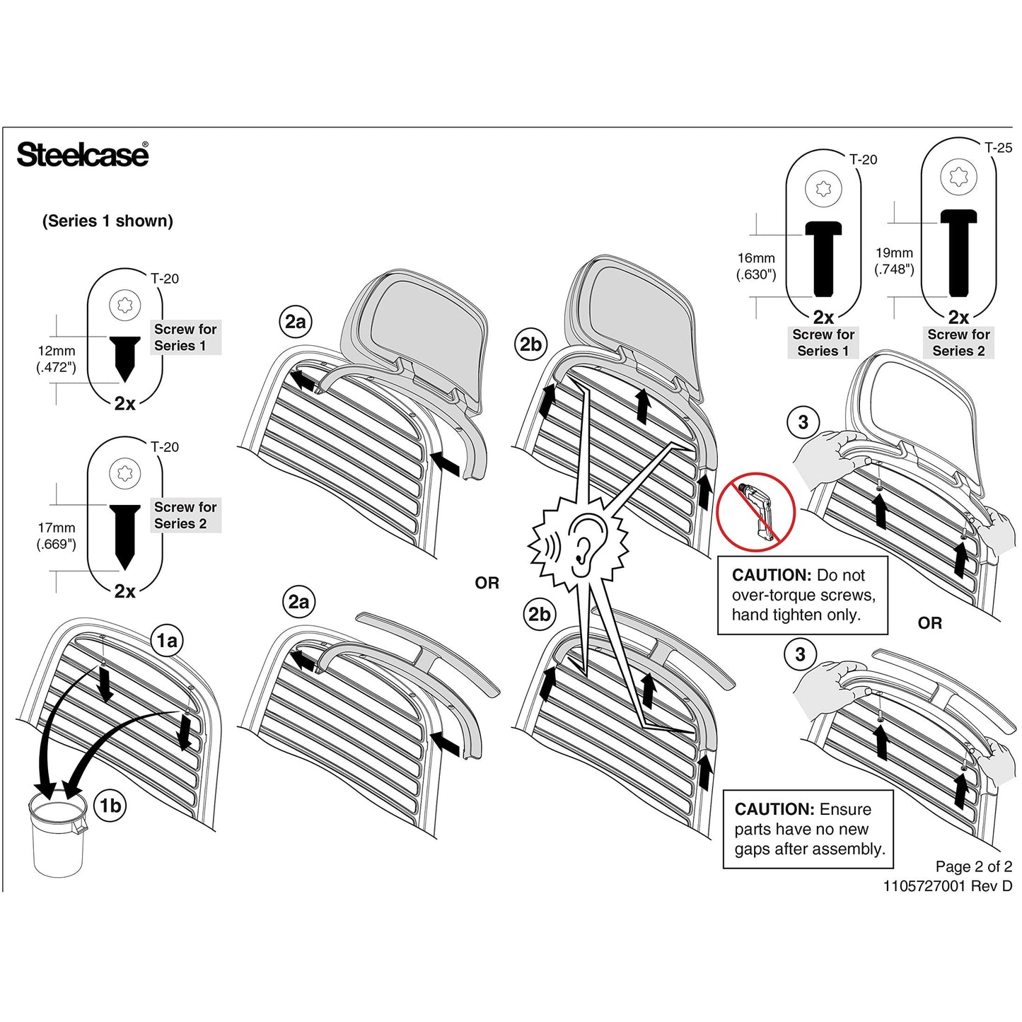 Steelcase Series 1 Headrest ONLY, Graphite Frame with 3D Microknit Fabric (Graphite) - Medaid International