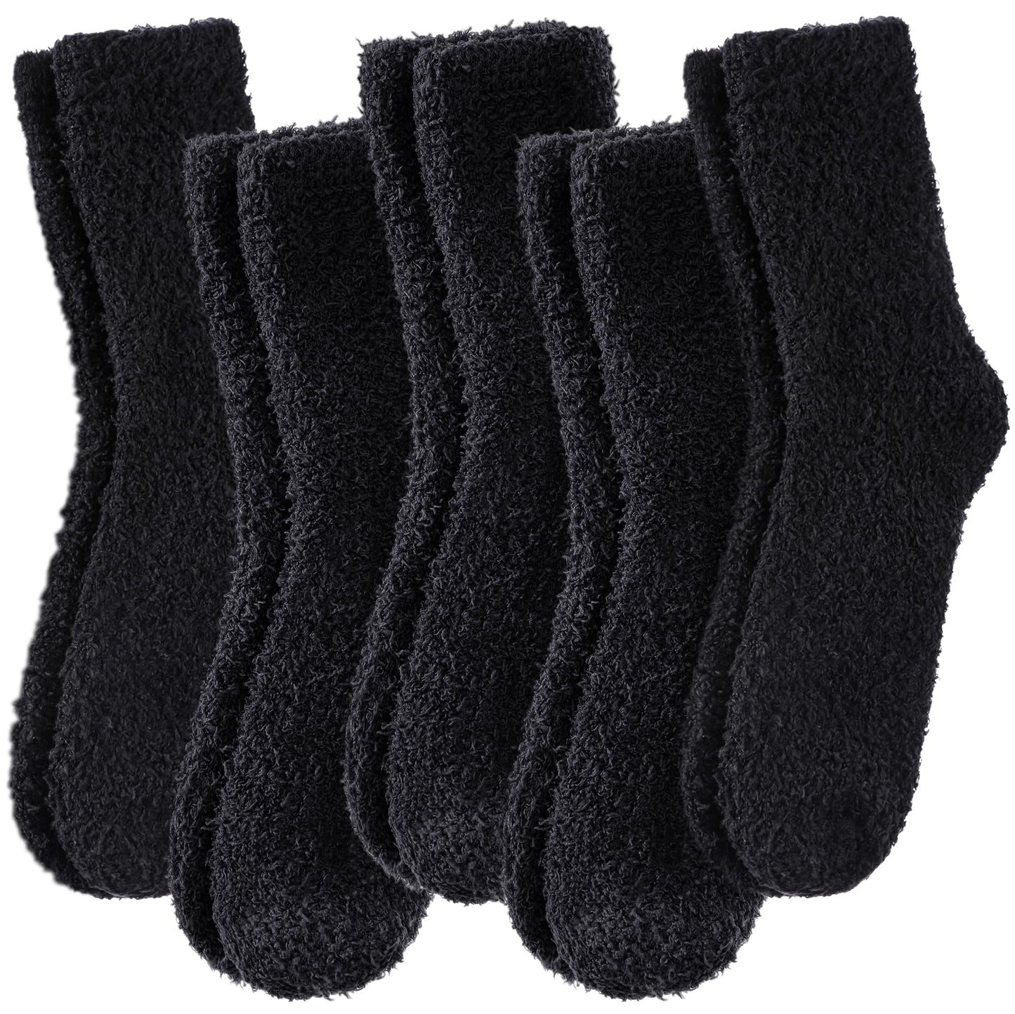 POEATEZO Womens Fuzzy Socks Cozy Fluffy Winter Cabin Slipper Warm Soft Microfiber Plush Home Sleeping Socks (5 Pairs Classic Black) - Medaid International