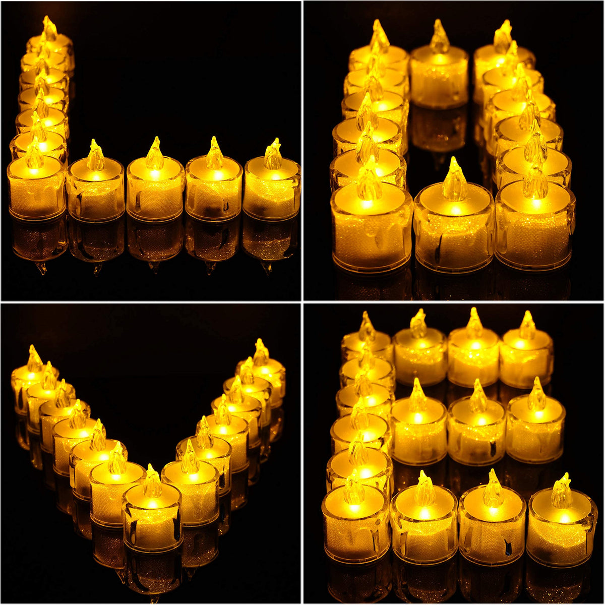 LED Tea Lights, 12 Pcs Gold Flameless Battery Operated Votive Tealights Candle, Small Electric Fake Tea Candle Realistic for Wedding, Table, Festival Celebration (Warm White, No Flash)