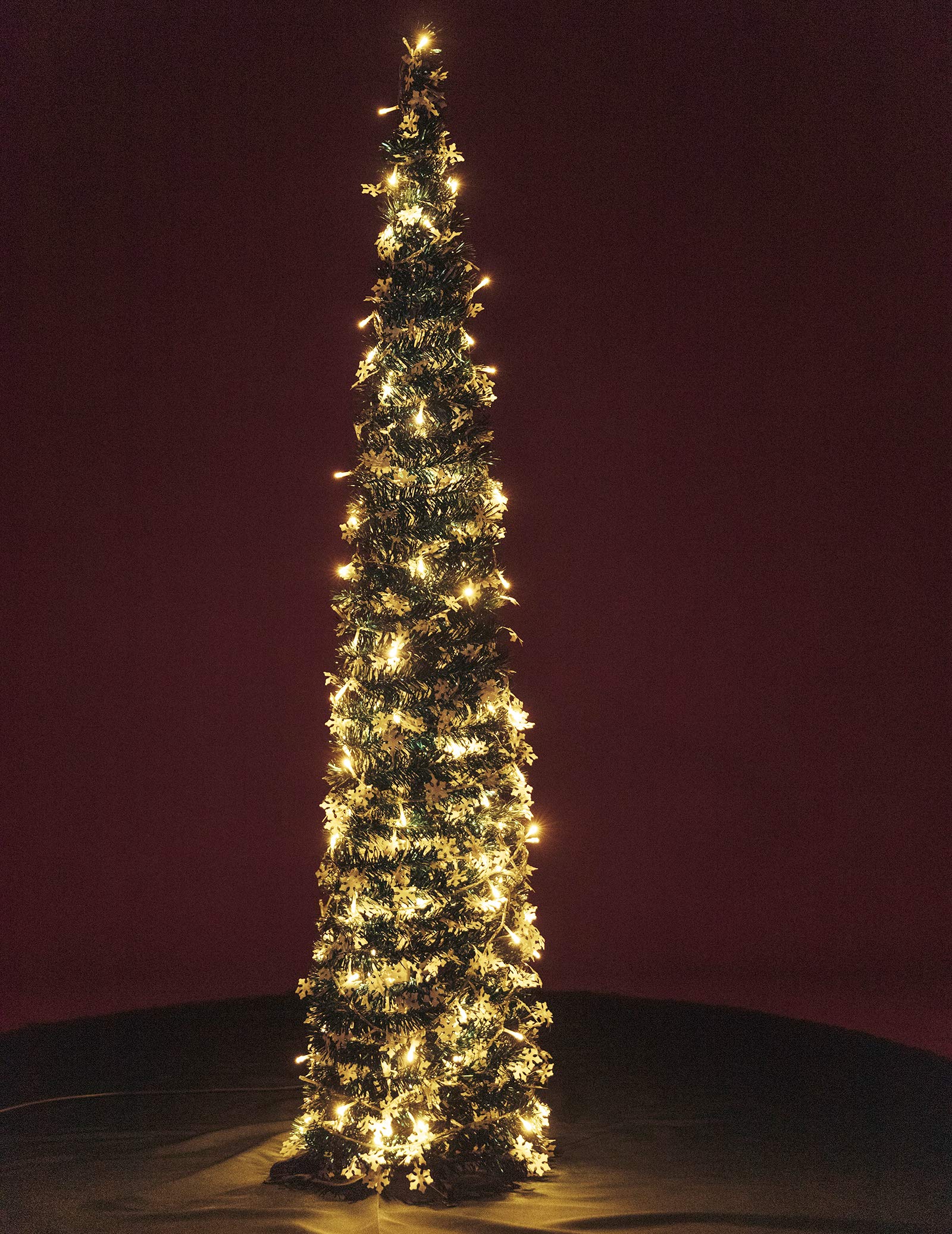 NIGHT-GRING Pop-Up Artificial Christmas Tree with 100LED Lights,Collapsible Pencil Christmas Trees for Holiday Carnival Party Christmas Decorations (Green) - Medaid International