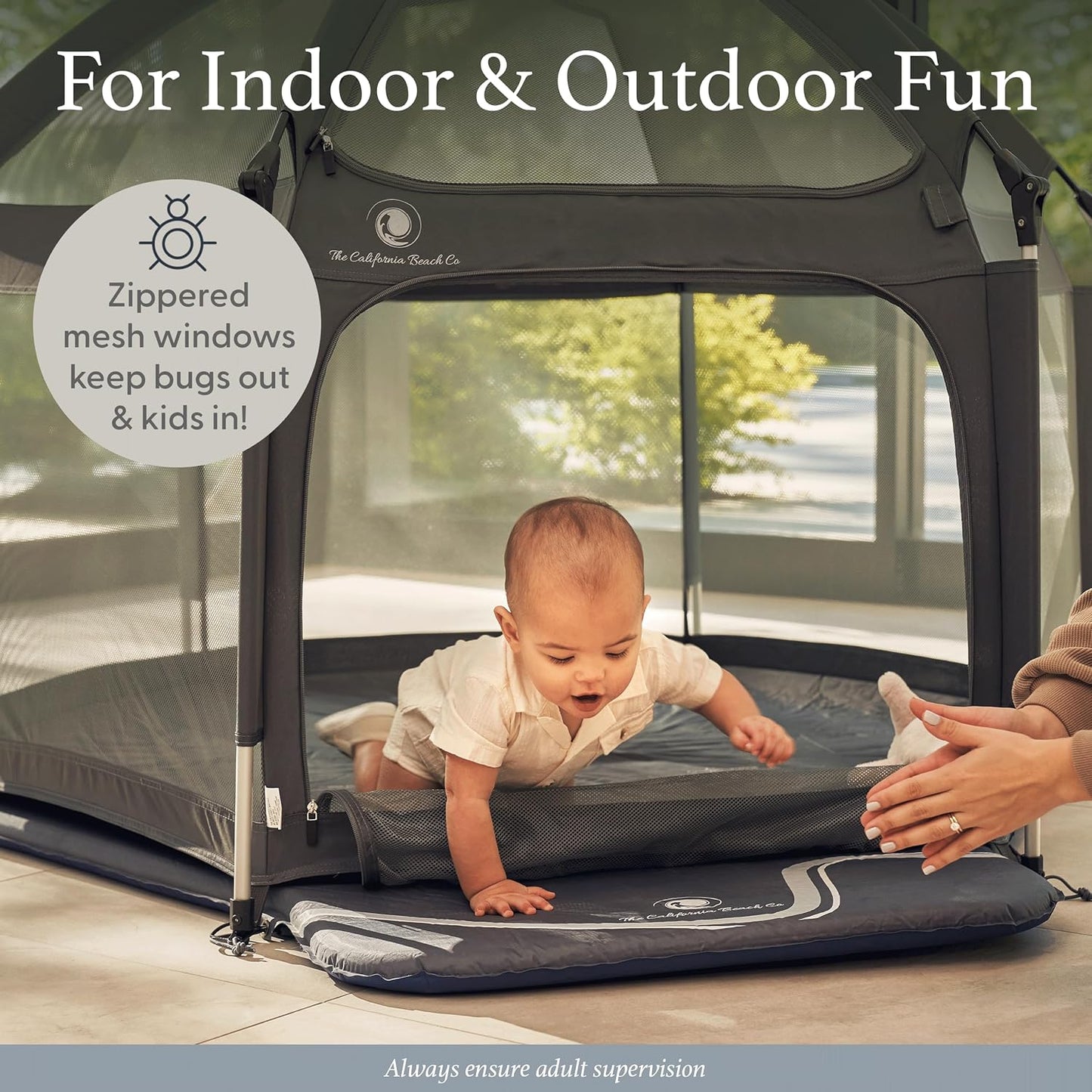 Portable Baby & Toddler Playpen with Canopy and Travel Bag