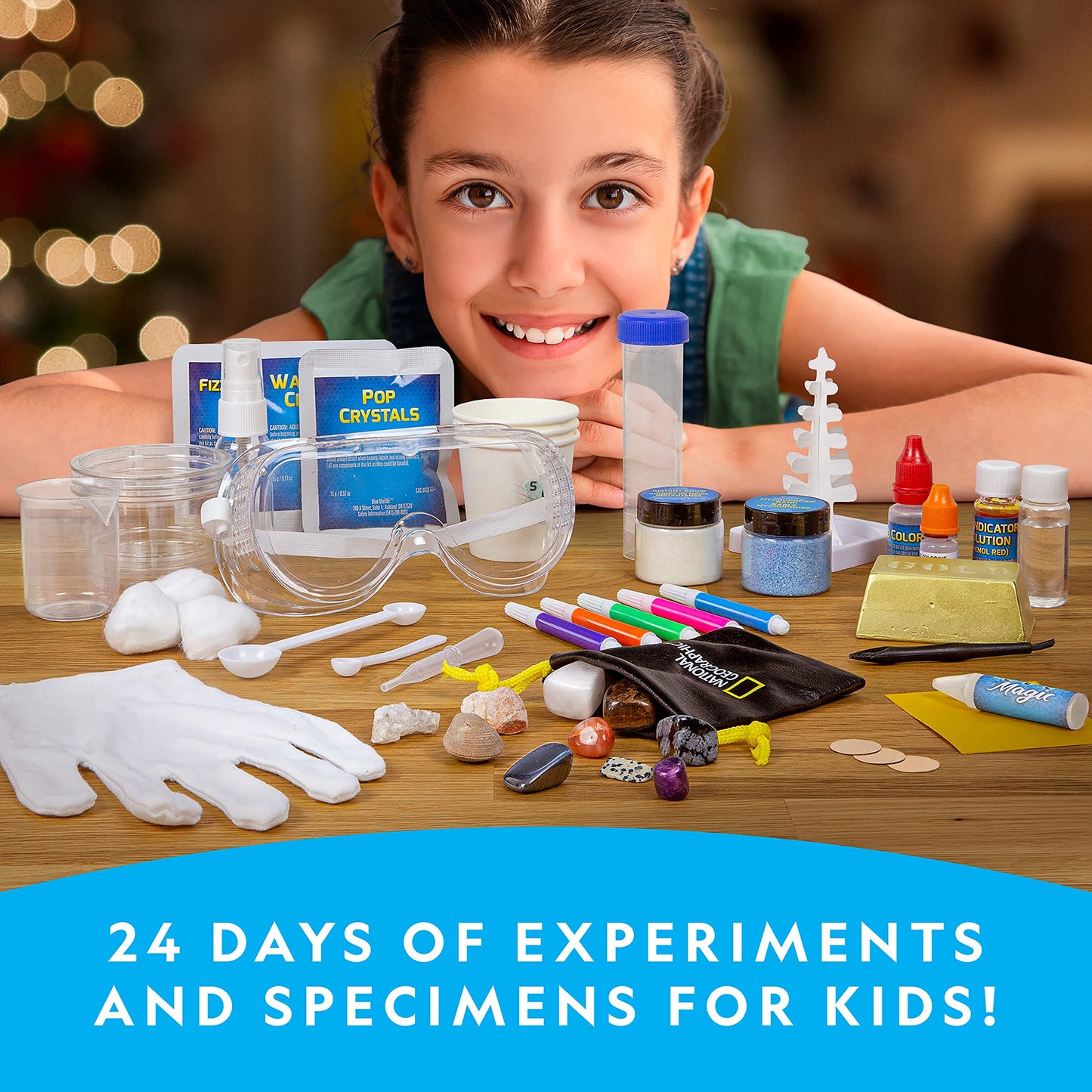 NATIONAL GEOGRAPHIC Science Kit & Rock Collection Advent Calendar 2025 – Jumbo Advent Calendar with 24 Days of Science Experiments, Gemstones & More for Kids, STEM Projects for Kids Ages 8-12 - Medaid International