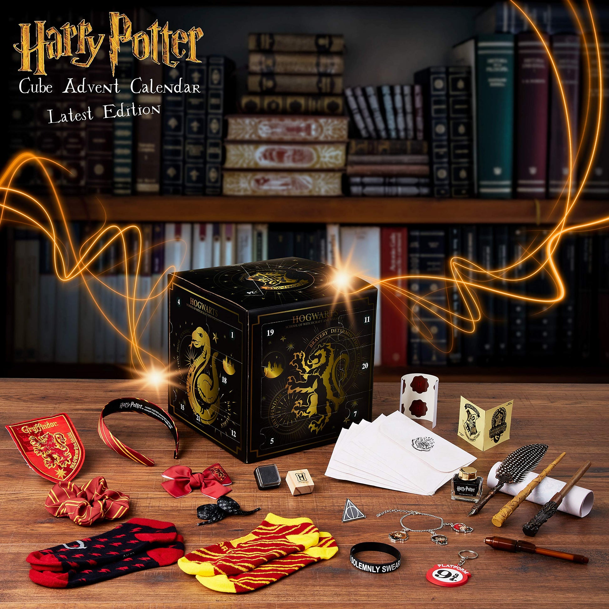 Harry Potter Advent Calendar 2025 Girls Teens Women 24 Day Christmas Countdown with Stationery Socks Accessories Magical Calendar Gifts for Girls (Black Cube) - Medaid International