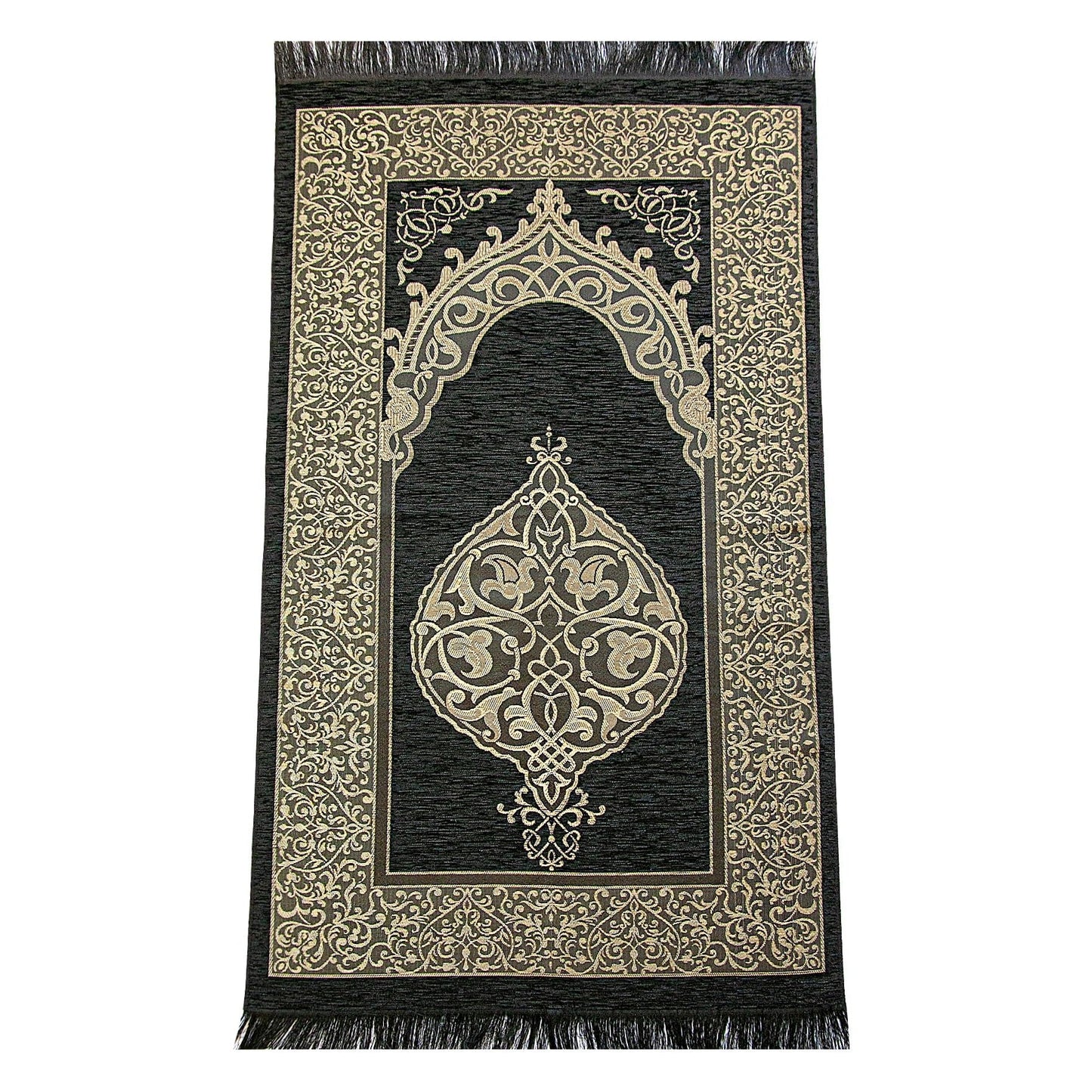ihvan online Prayer Gift Set for Hajj and Umrah, Muslim Prayer Rug, Prayer Mat, Beads Taasbih, Holy Quran Translated French, Muslim Praying Mat, Islamic Gift Set for Ramadan & Eid, Black - Medaid International