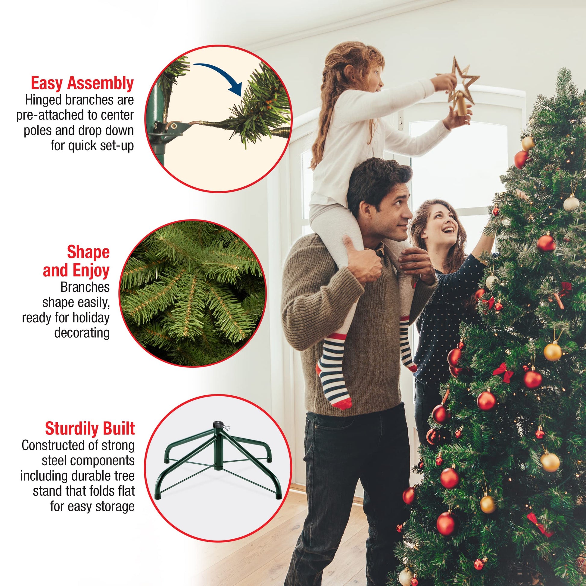 National Tree Company 7.5 ft Unlit North Valley Spruce Artificial Christmas Tree, 1,346 Tips, Includes Stand, Green - Medaid International