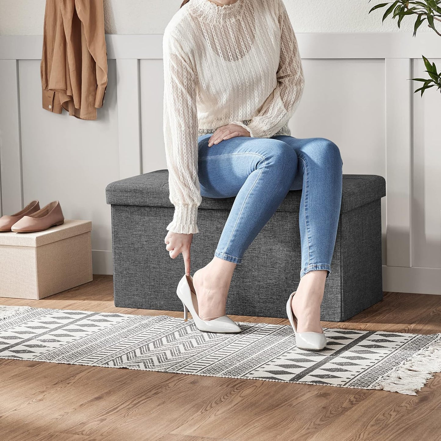 SONGMICS Bench with Storage Space LSF46GYZ