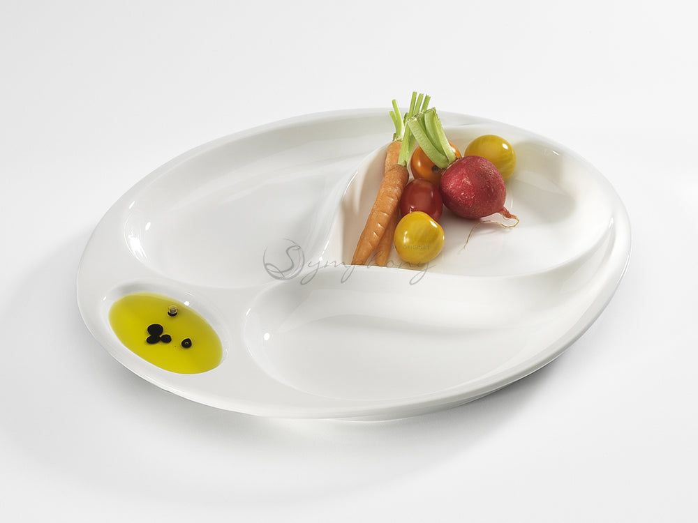 Symphony round plate 4 division - (L:28XW:24XH:2.5cm)