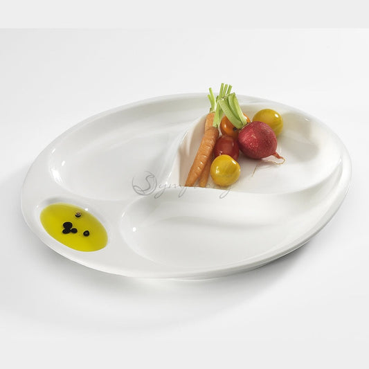 Symphony round plate 4 division - (L:28XW:24XH:2.5cm)