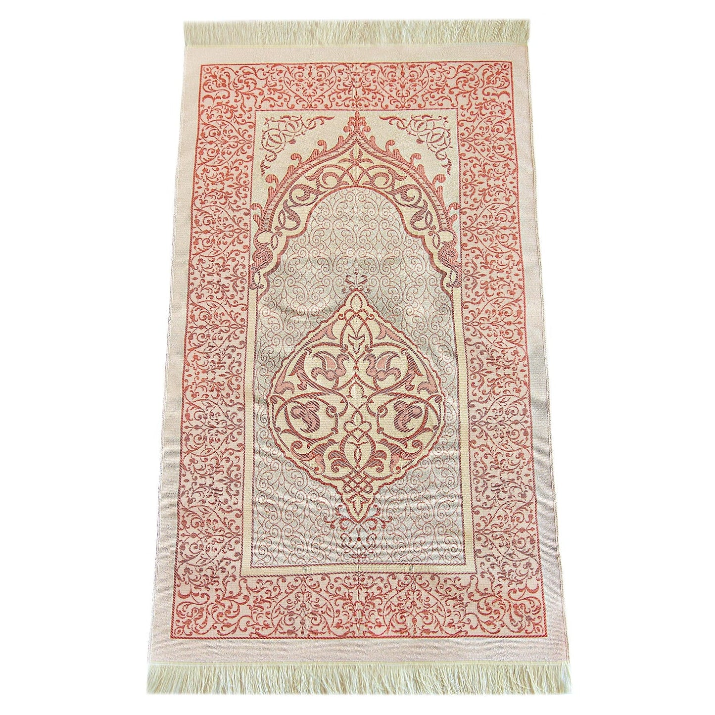 ihvan online Muslim Prayer Rug and Beads with Portable Elegant Fabric Bag, Janamaz, Sajadah, Soft Islamic Prayers Rug, Islamic Gifts for Eid Ramadan, Travel Prayer Carpet Mat, Taffeta Fabric, Burgundy - Medaid International