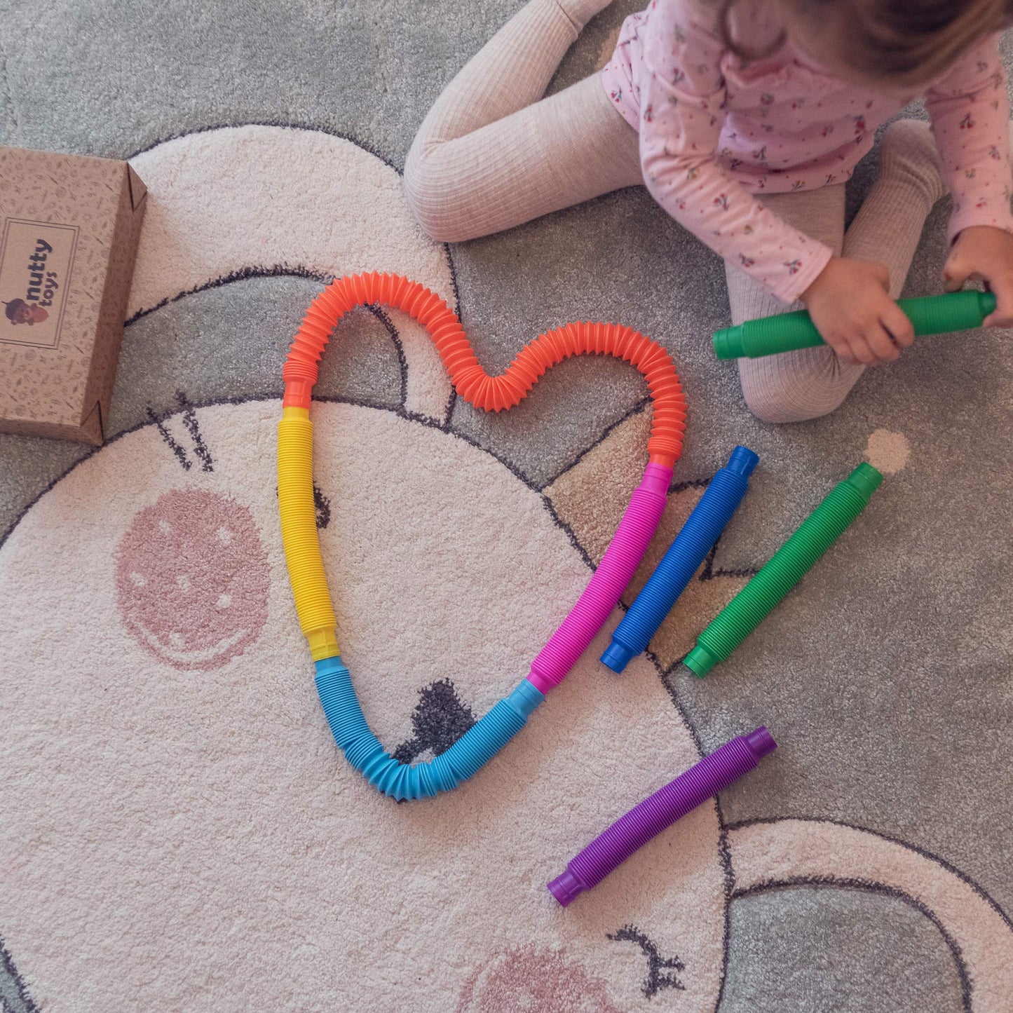 Nutty Toys Pop Tubes - Sensory Toys - Endless Creativity & Fun for Kids and Toddlers |8 Pack Large| - Connect & Pop! Top ADHD Autism Fidget 2025, Best Boy & Girl Christmas Stocking Stuffers Gift Idea - Medaid International