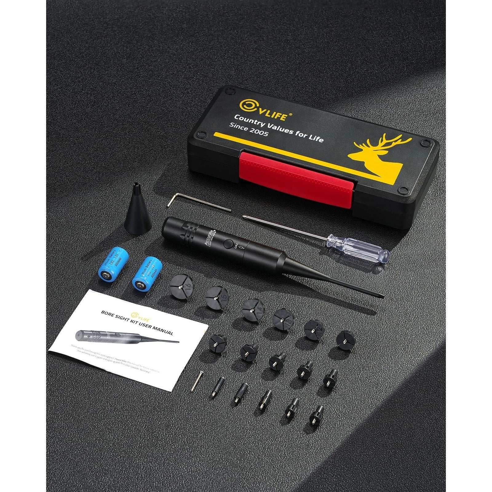 CVLIFE Bore Sight Laser Kit fit 0.17 to 12GA Calibers, Professional Red Laser Boresighter Kit for All Gun, Multiple Caliber Bore Sighting Kit for Hunting Rifles Pistols and Handgun - Medaid International