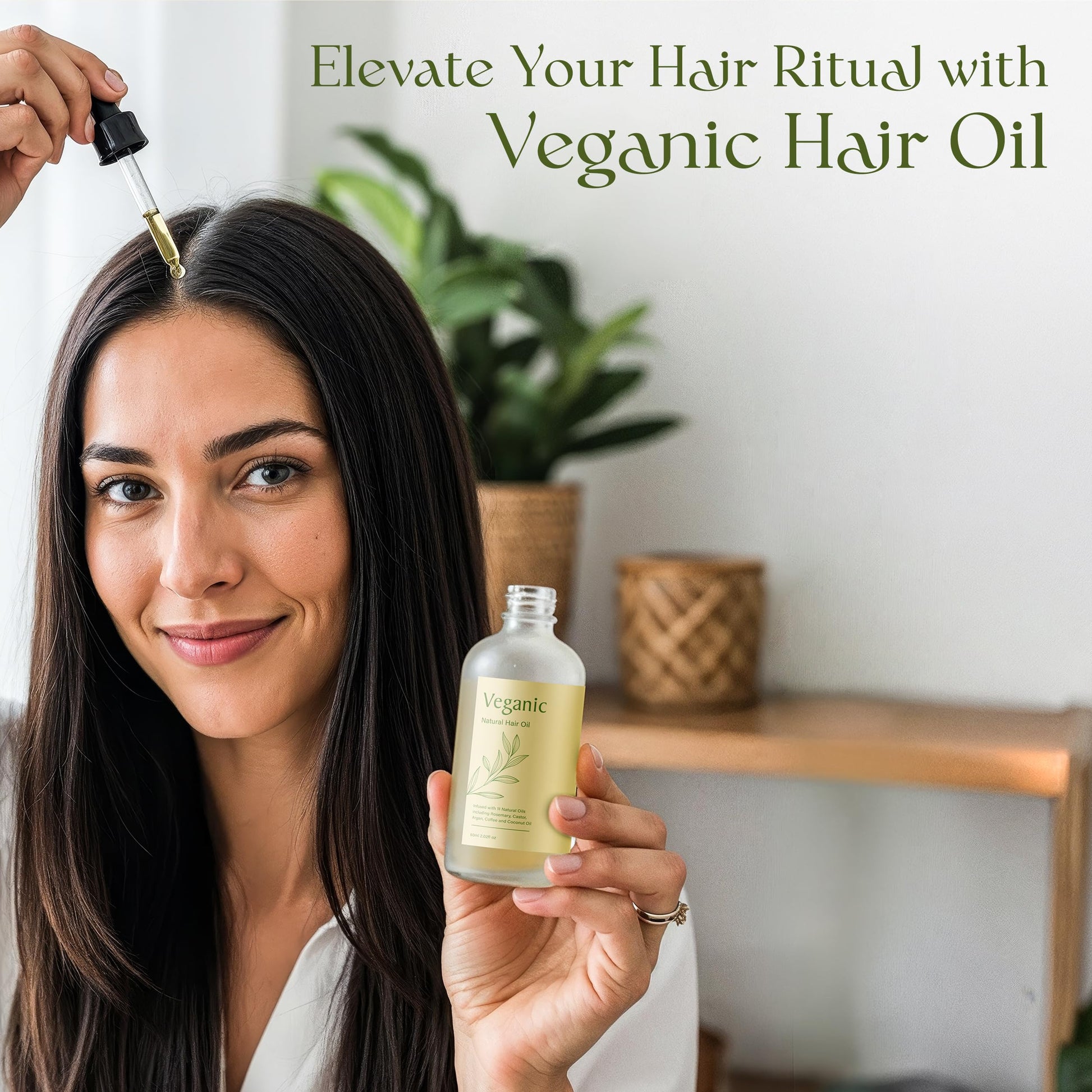 Veganic Natural Hair Growth Oil for Women infused with 10 Premium Botanic Oils plus Organic Rosemary Oil for Hair Growth | Salon-Grade Volumizing & Nourishment | Non-GMO Verified | 30-Day Supply - Medaid International