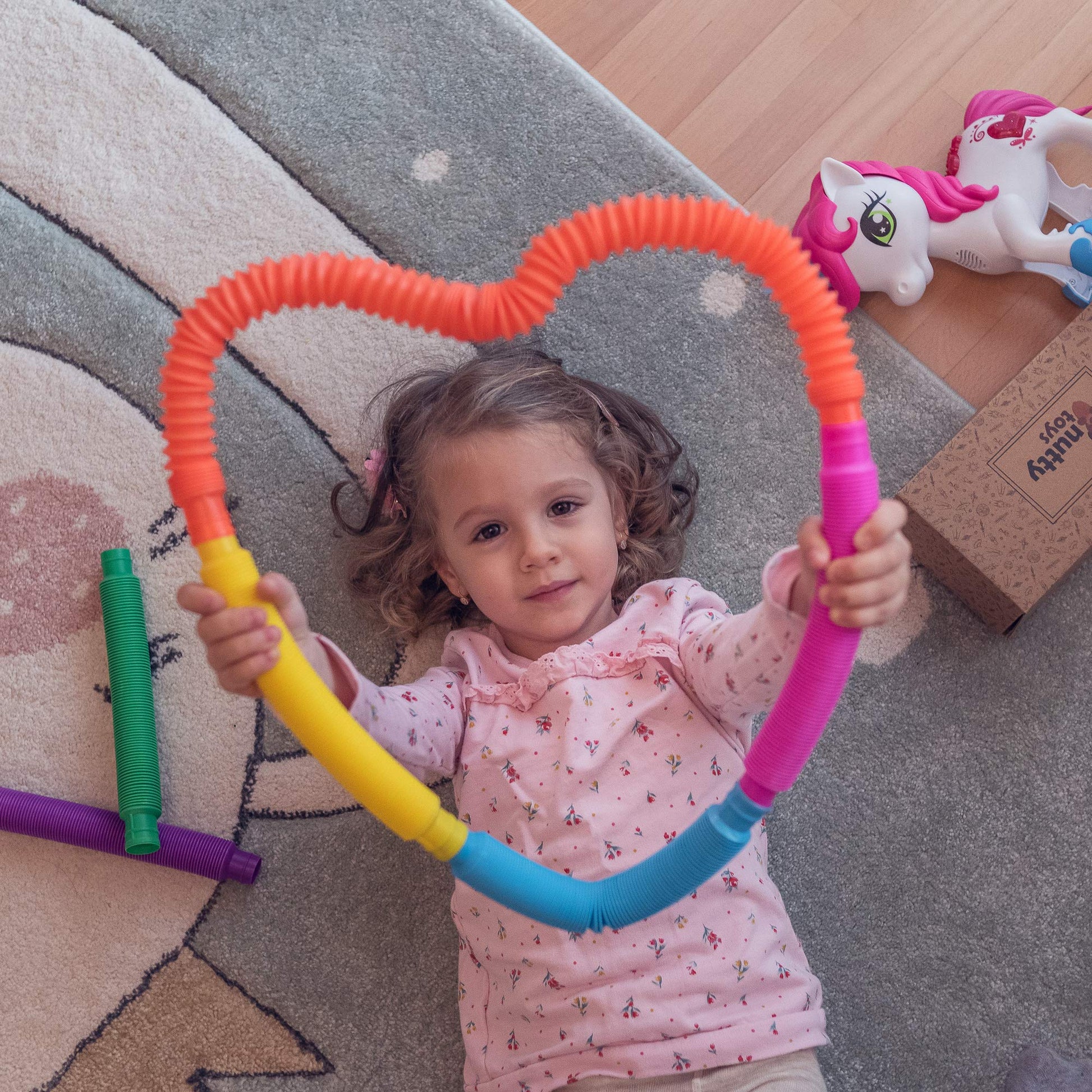 Nutty Toys Pop Tubes - Sensory Toys - Endless Creativity & Fun for Kids and Toddlers |8 Pack Large| - Connect & Pop! Top ADHD Autism Fidget 2025, Best Boy & Girl Christmas Stocking Stuffers Gift Idea - Medaid International